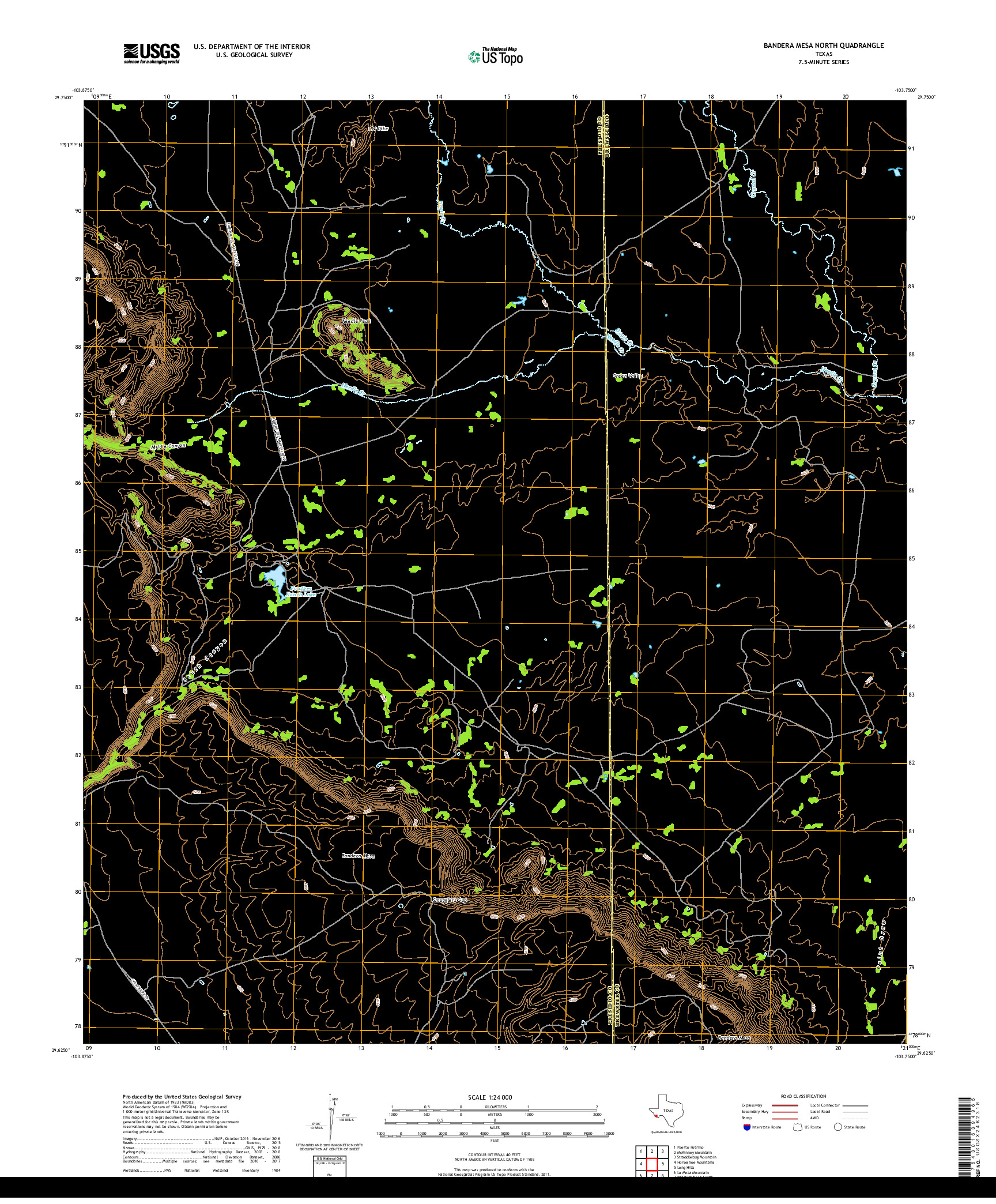 USGS US TOPO 7.5-MINUTE MAP FOR BANDERA MESA NORTH, TX 2019