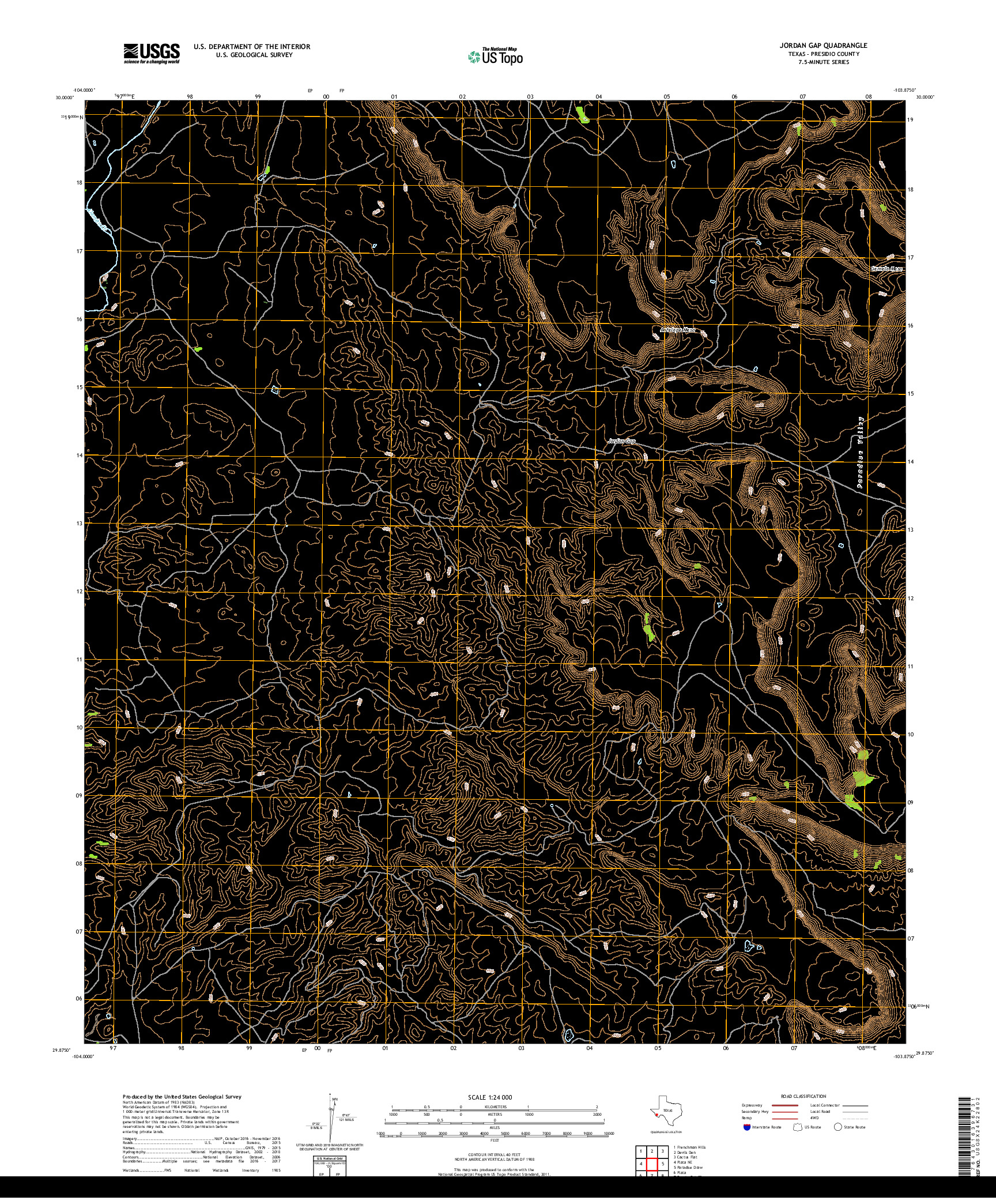 USGS US TOPO 7.5-MINUTE MAP FOR JORDAN GAP, TX 2019