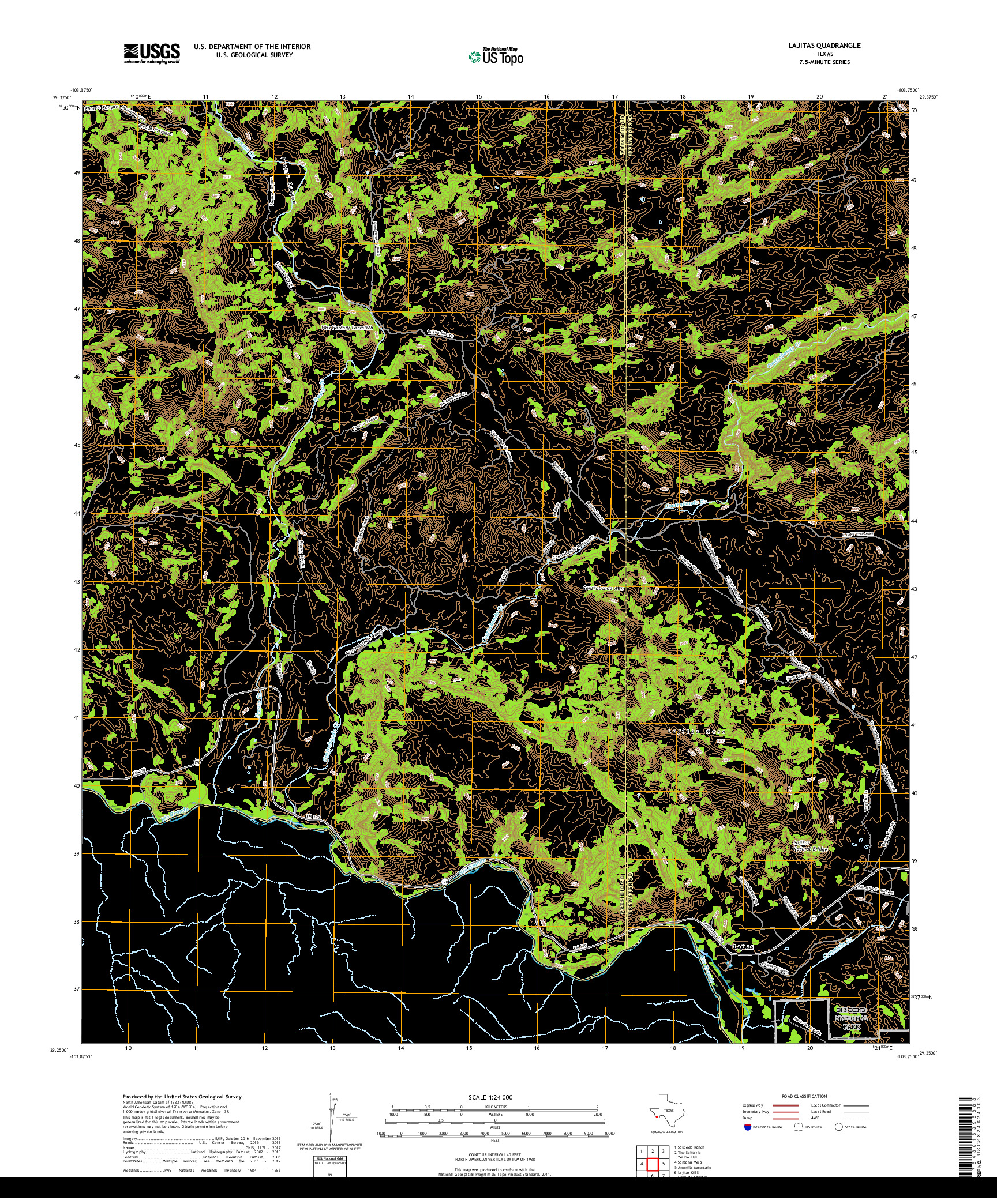 USGS US TOPO 7.5-MINUTE MAP FOR LAJITAS, TX,CHH 2019