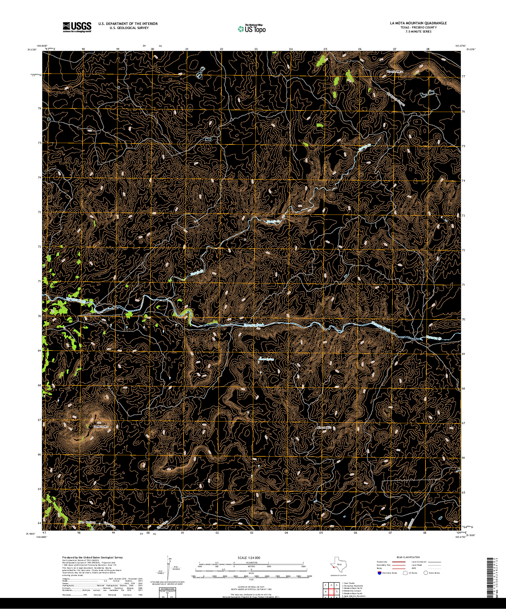 USGS US TOPO 7.5-MINUTE MAP FOR LA MOTA MOUNTAIN, TX 2019