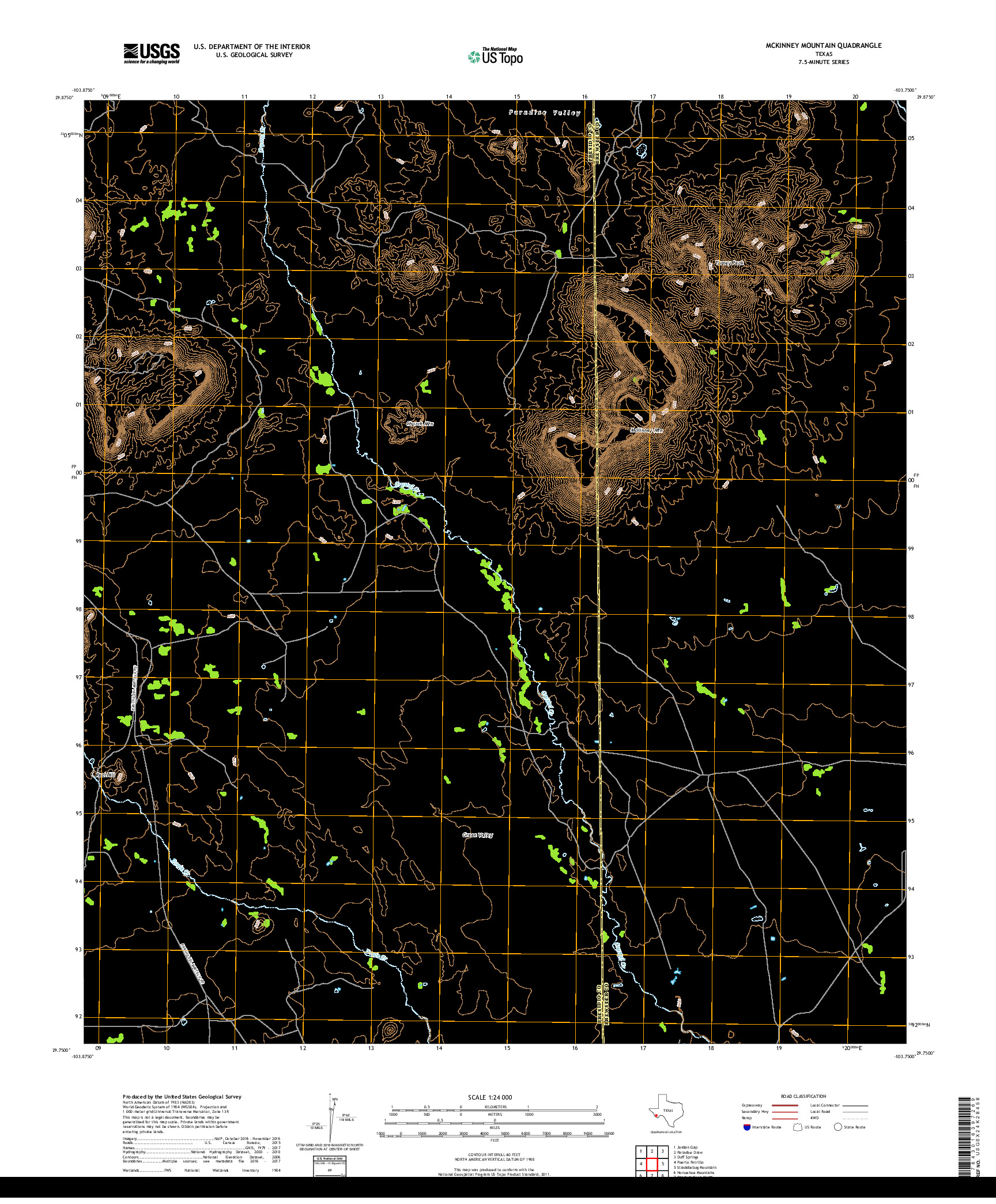 USGS US TOPO 7.5-MINUTE MAP FOR MCKINNEY MOUNTAIN, TX 2019