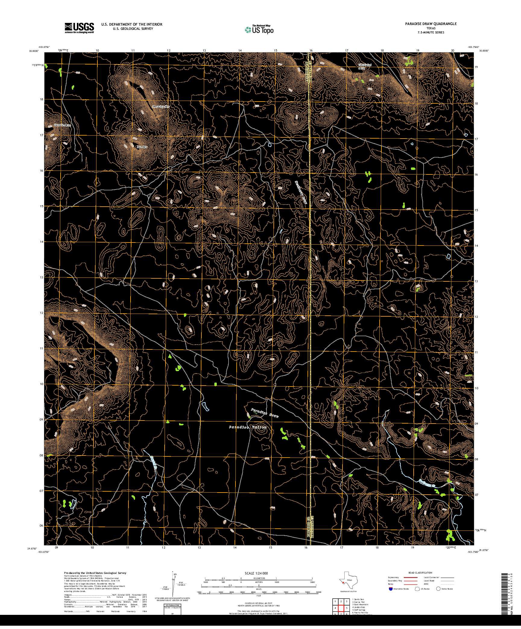 USGS US TOPO 7.5-MINUTE MAP FOR PARADISE DRAW, TX 2019