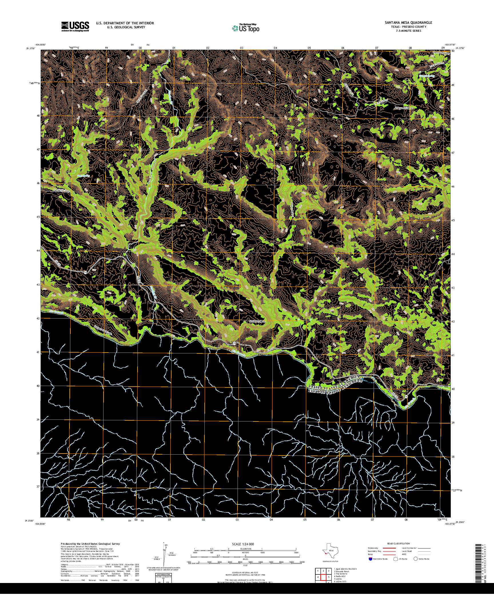 USGS US TOPO 7.5-MINUTE MAP FOR SANTANA MESA, TX,CHH 2019