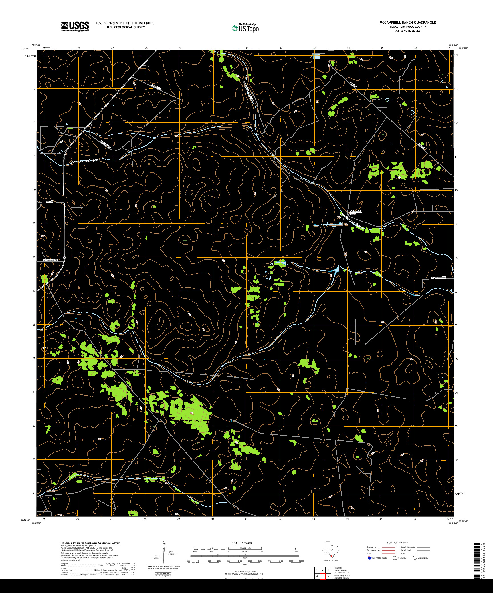 USGS US TOPO 7.5-MINUTE MAP FOR MCCAMPBELL RANCH, TX 2019