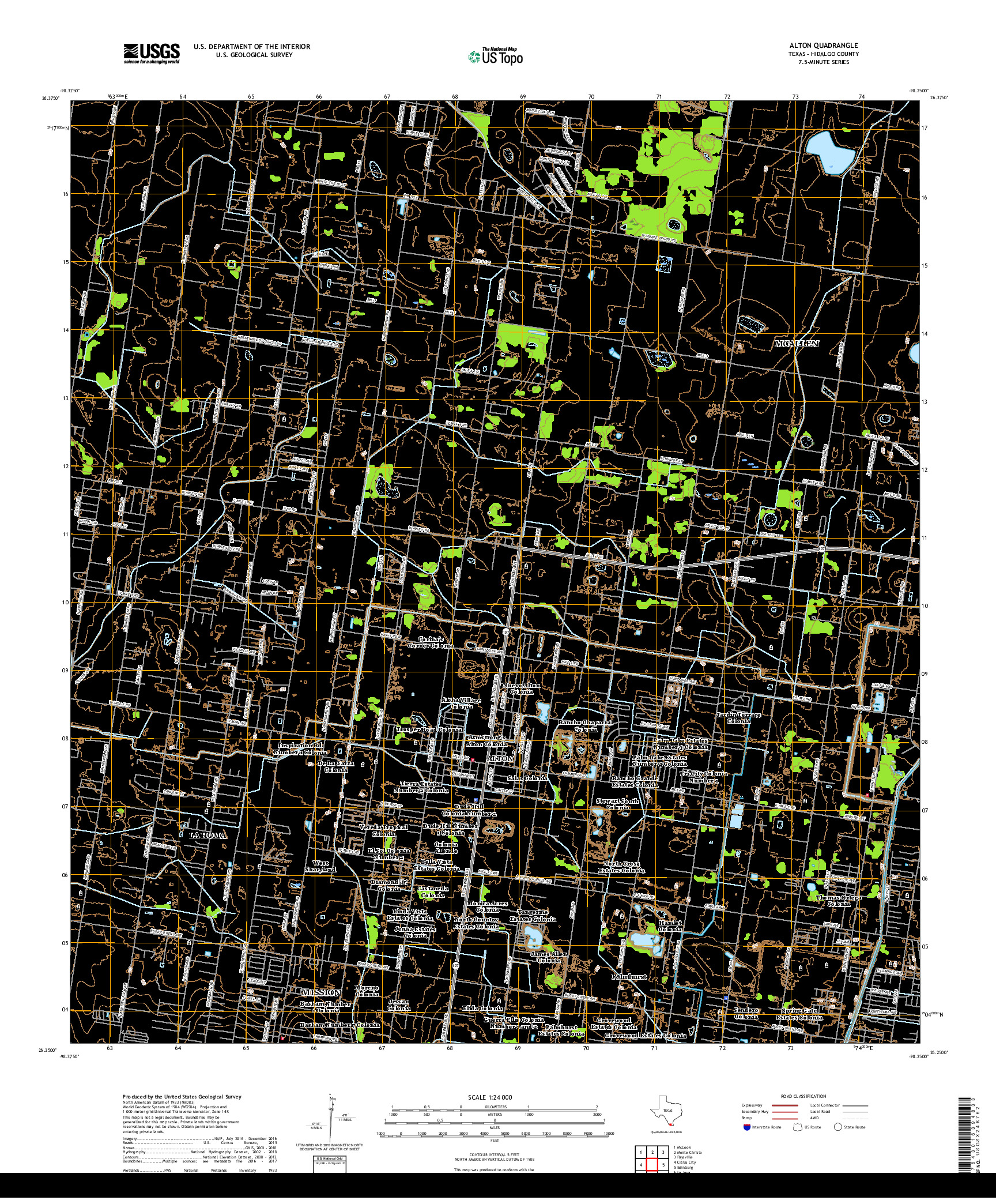 USGS US TOPO 7.5-MINUTE MAP FOR ALTON, TX 2019