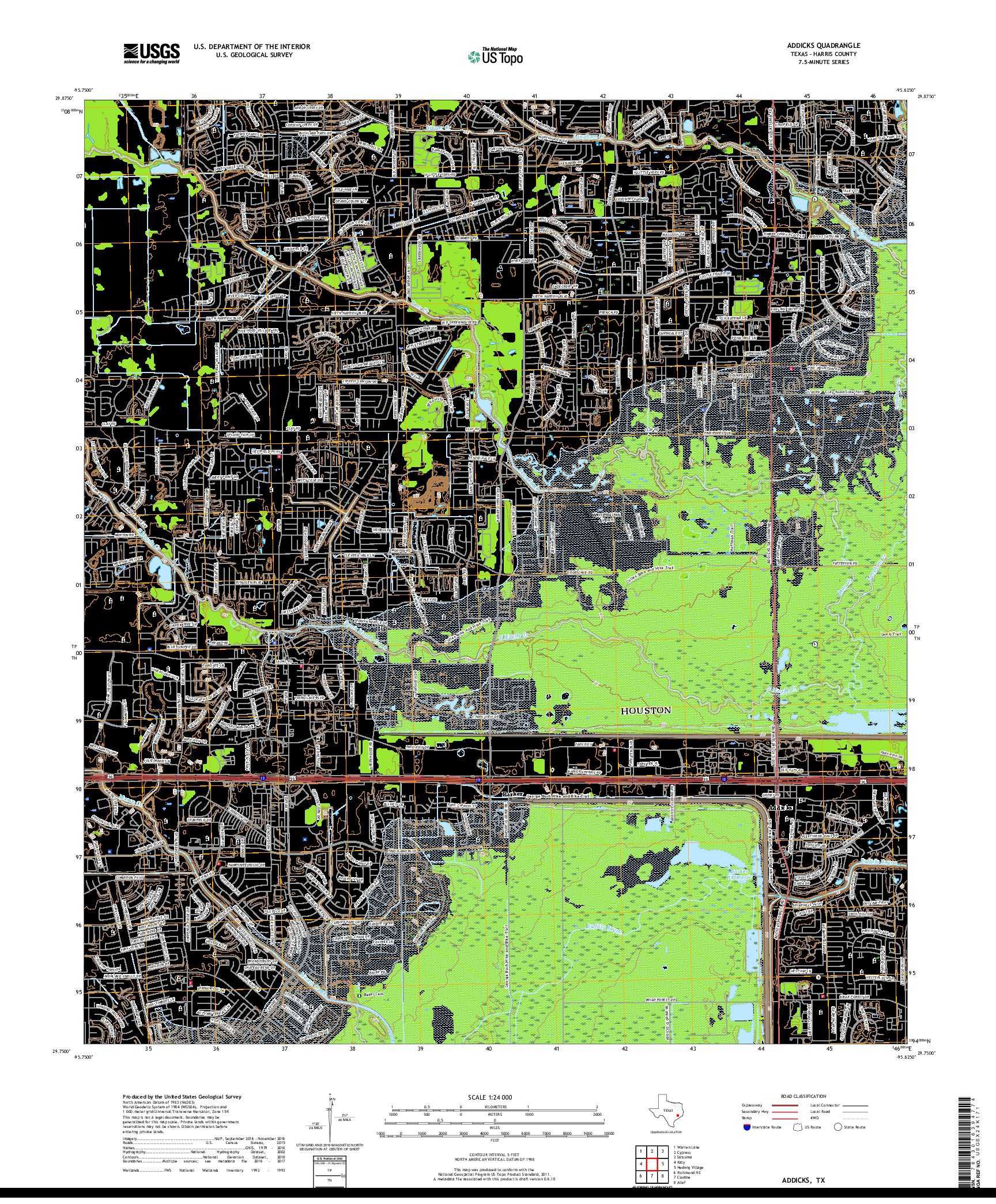 USGS US TOPO 7.5-MINUTE MAP FOR ADDICKS, TX 2019