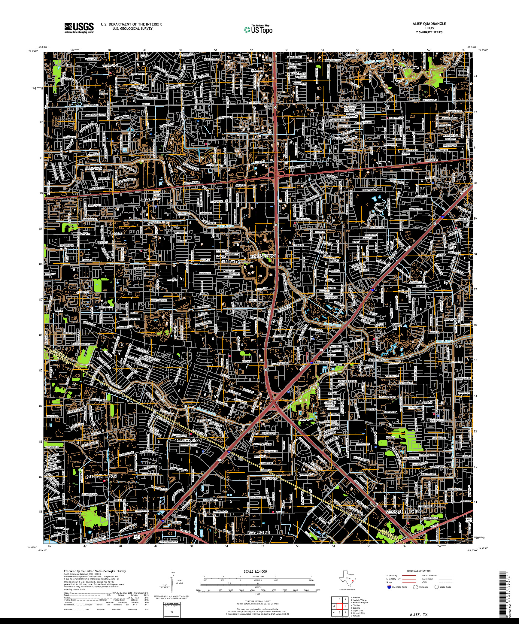 USGS US TOPO 7.5-MINUTE MAP FOR ALIEF, TX 2019