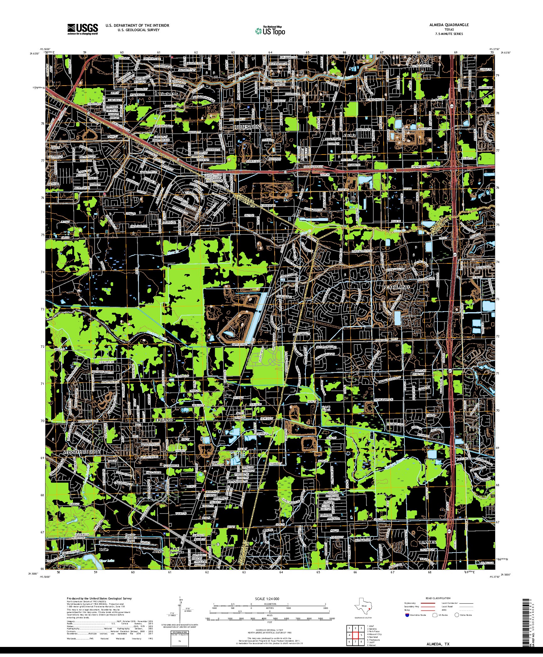 USGS US TOPO 7.5-MINUTE MAP FOR ALMEDA, TX 2019