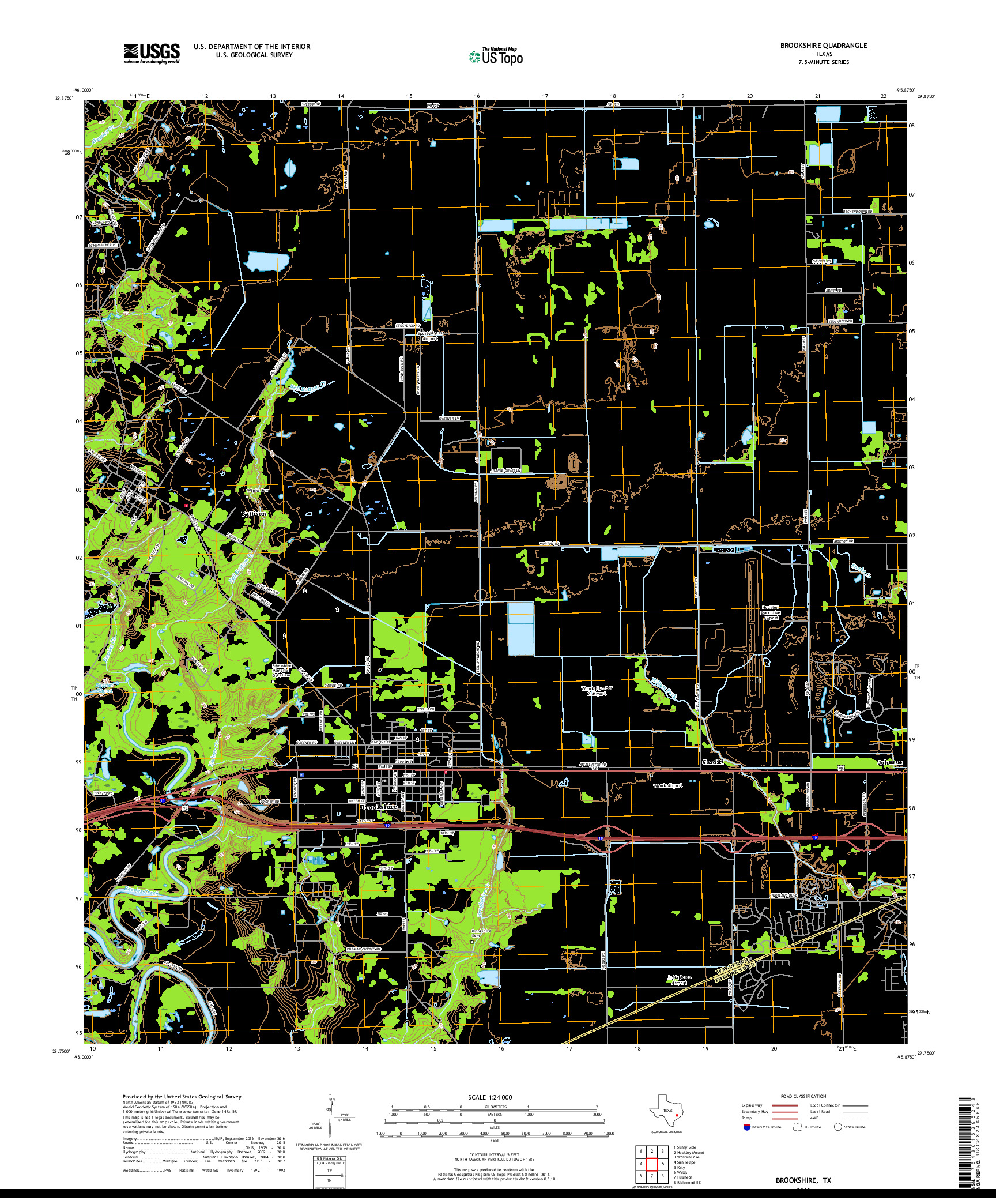 USGS US TOPO 7.5-MINUTE MAP FOR BROOKSHIRE, TX 2019