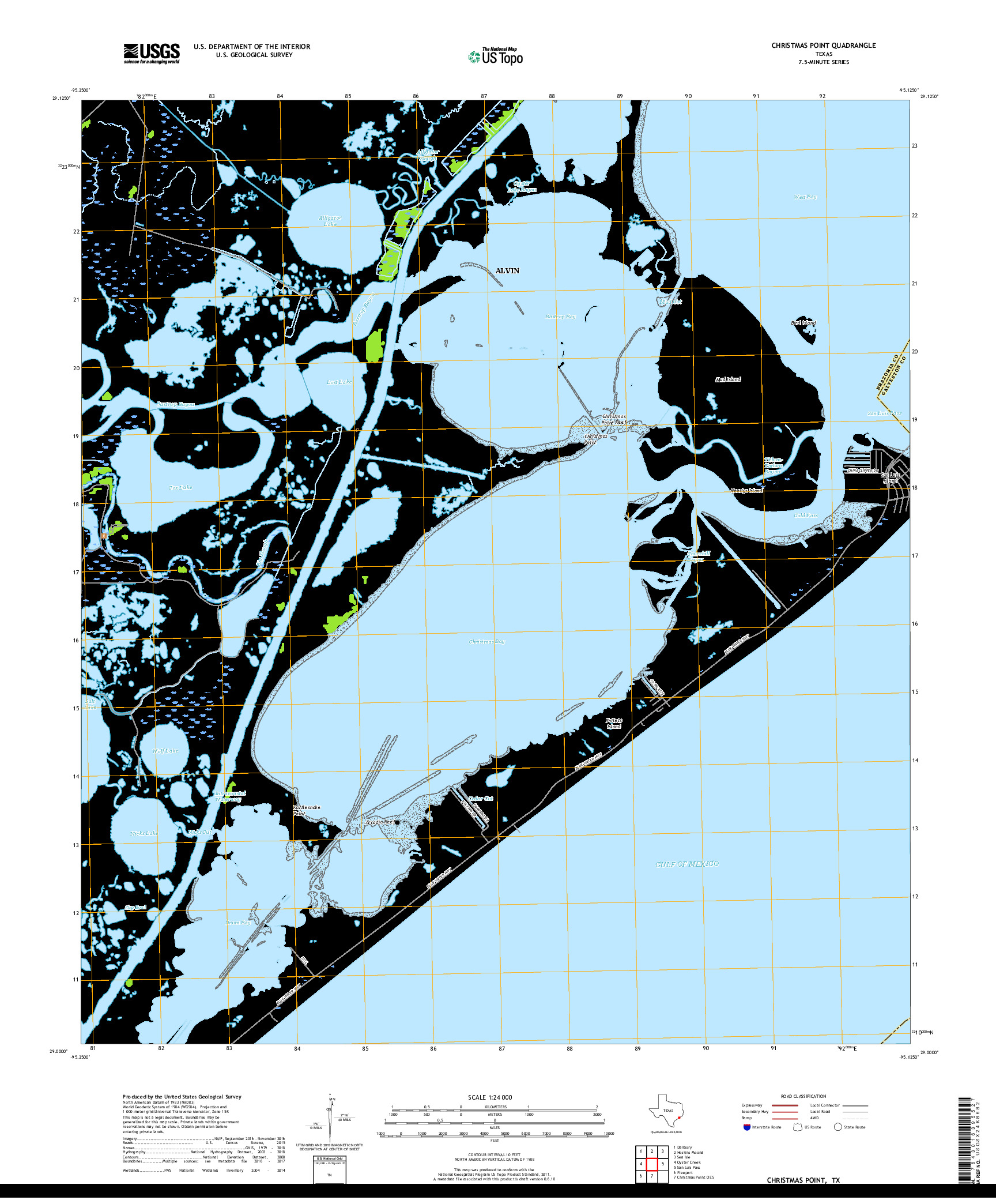 USGS US TOPO 7.5-MINUTE MAP FOR CHRISTMAS POINT, TX 2019