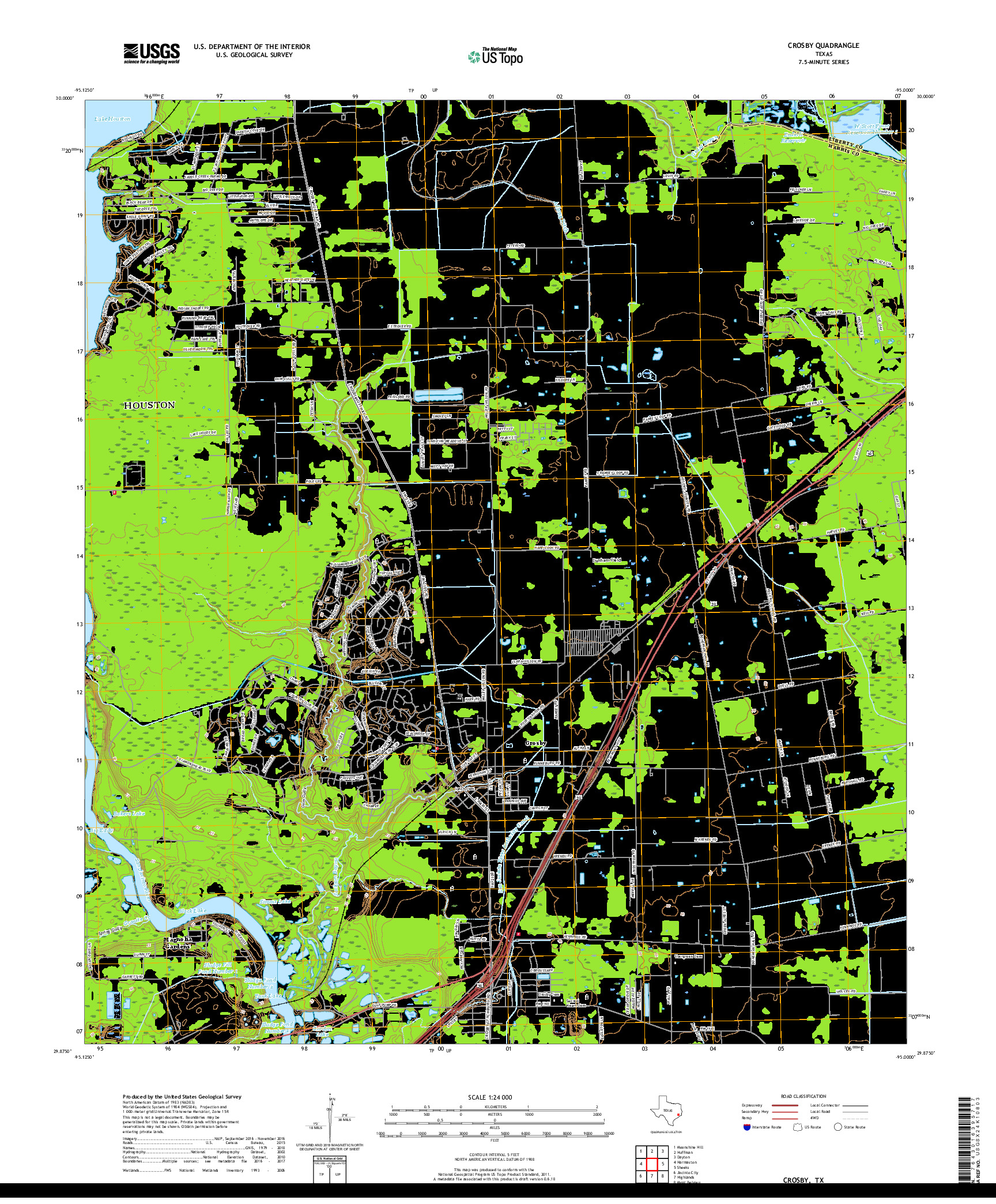 USGS US TOPO 7.5-MINUTE MAP FOR CROSBY, TX 2019