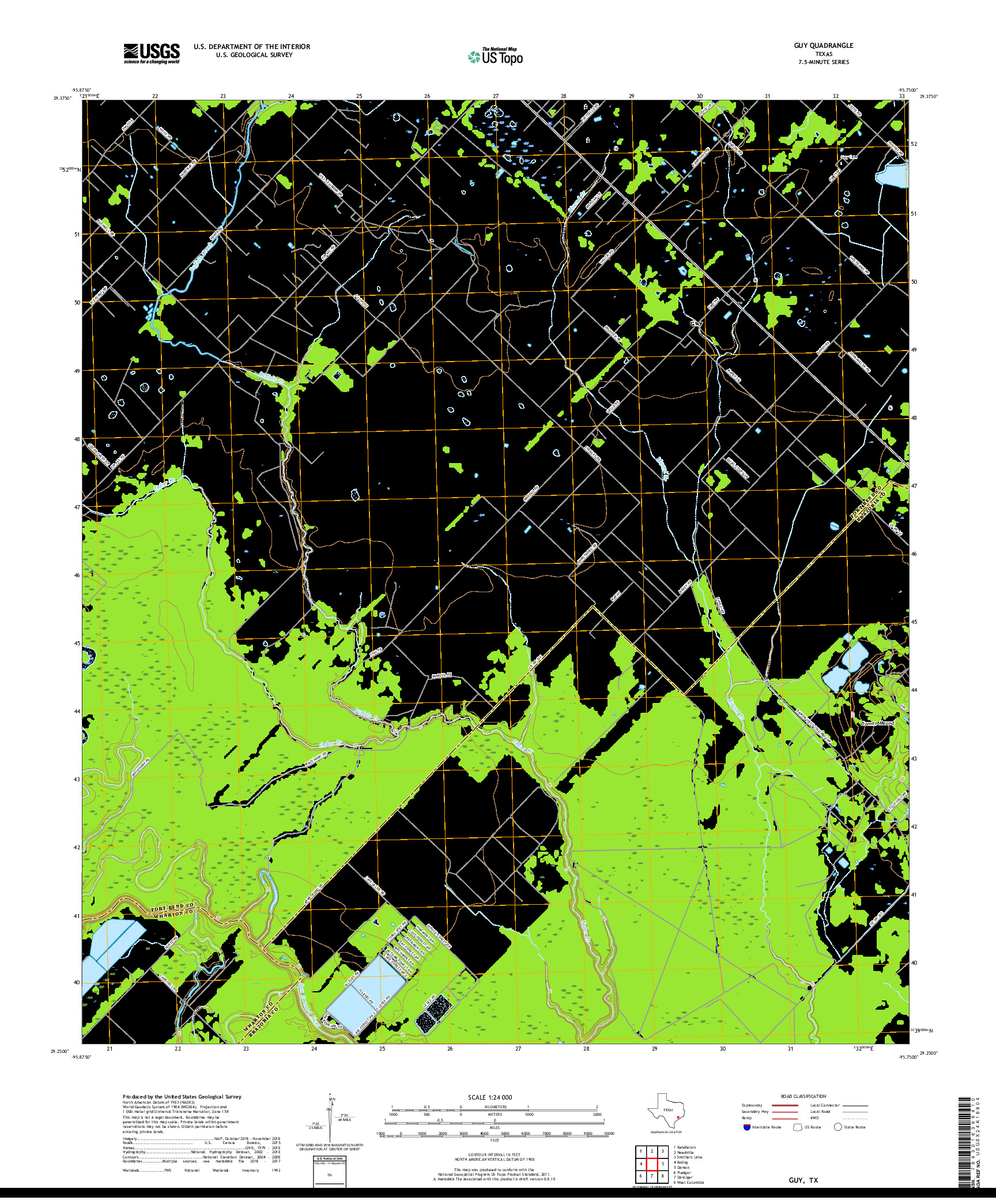 USGS US TOPO 7.5-MINUTE MAP FOR GUY, TX 2019