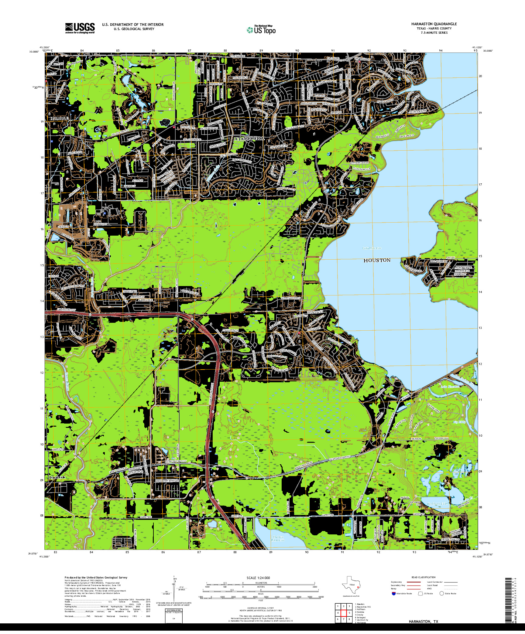 USGS US TOPO 7.5-MINUTE MAP FOR HARMASTON, TX 2019