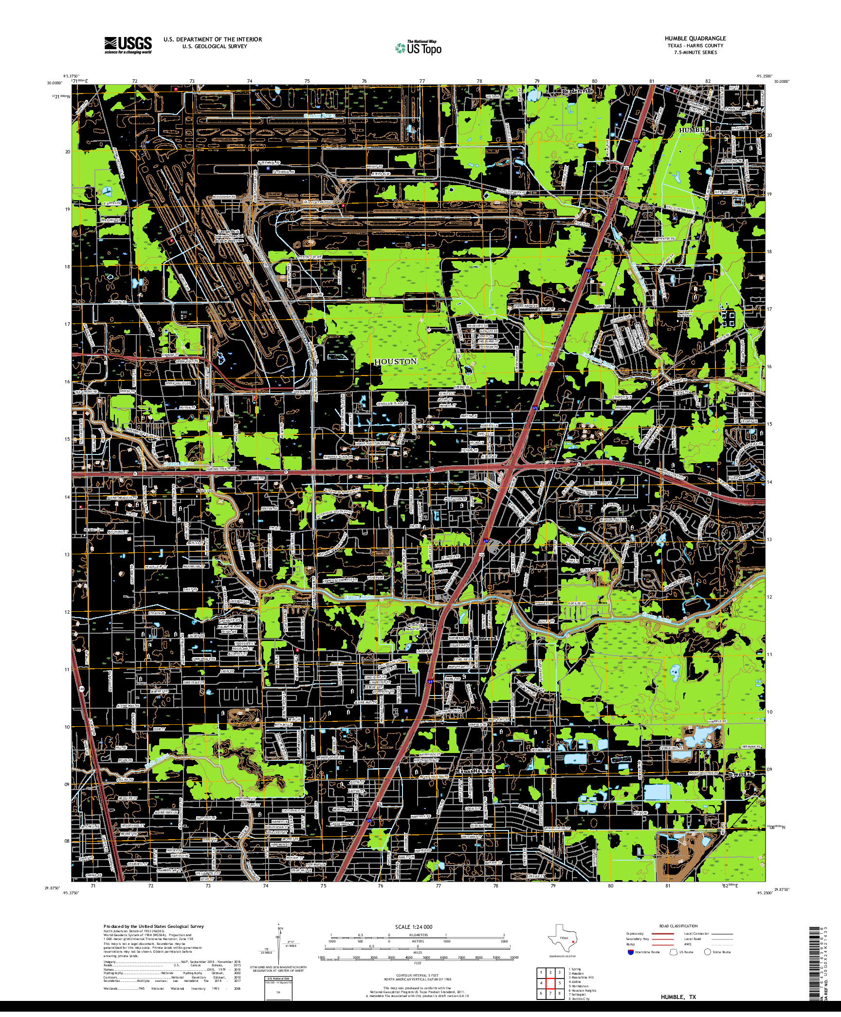 USGS US TOPO 7.5-MINUTE MAP FOR HUMBLE, TX 2019