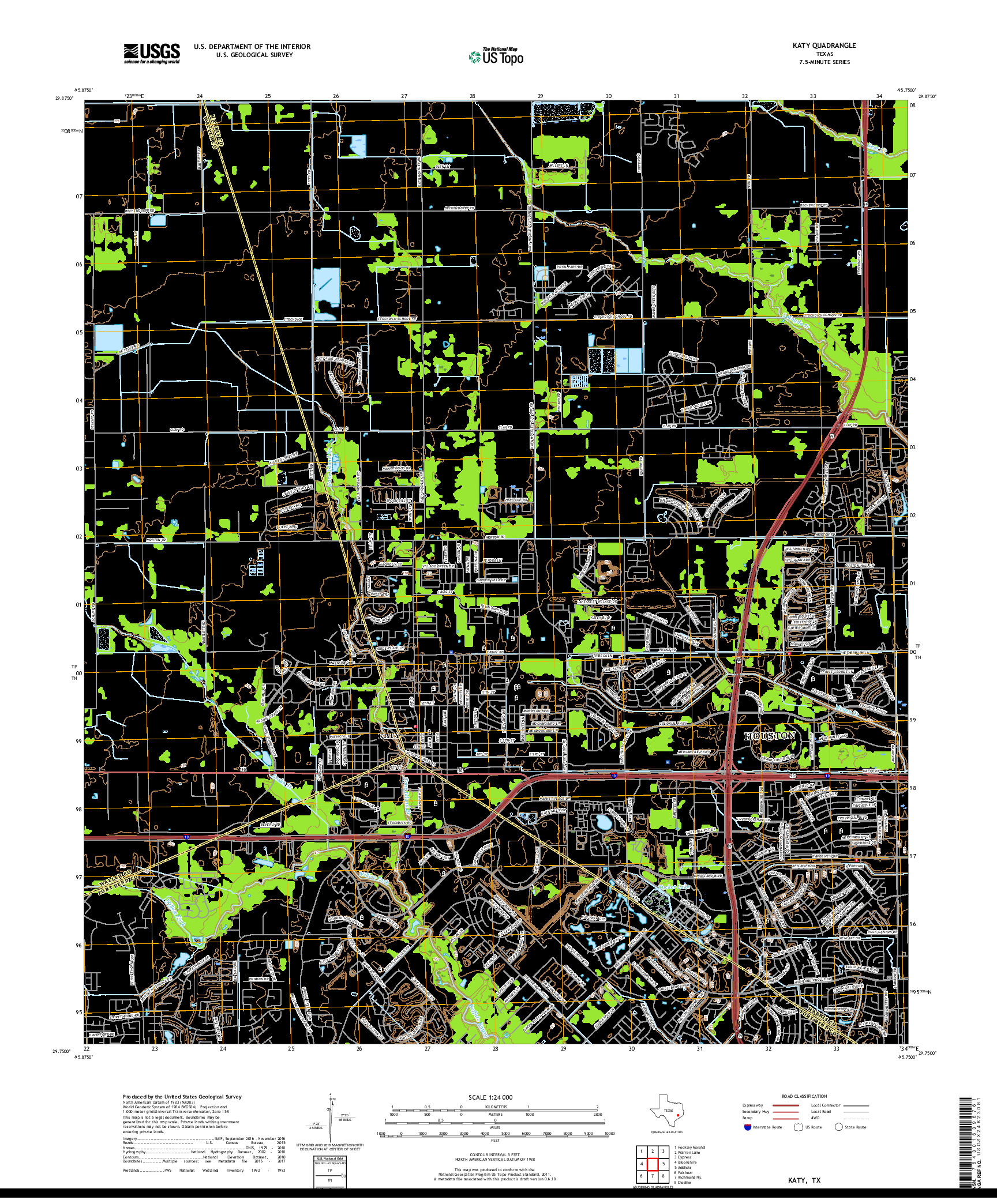 USGS US TOPO 7.5-MINUTE MAP FOR KATY, TX 2019