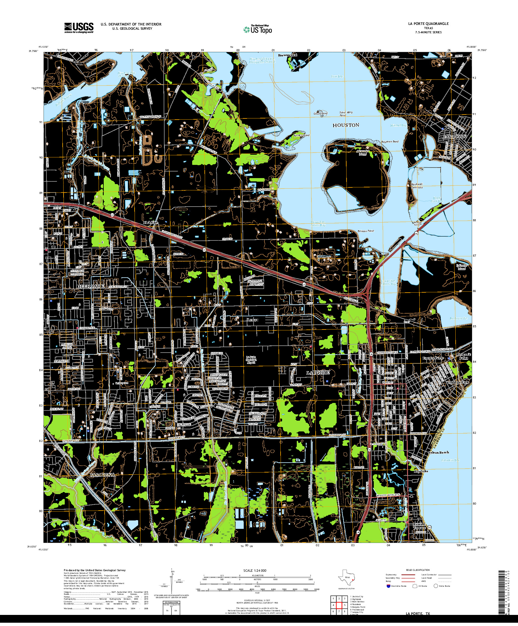 USGS US TOPO 7.5-MINUTE MAP FOR LA PORTE, TX 2019