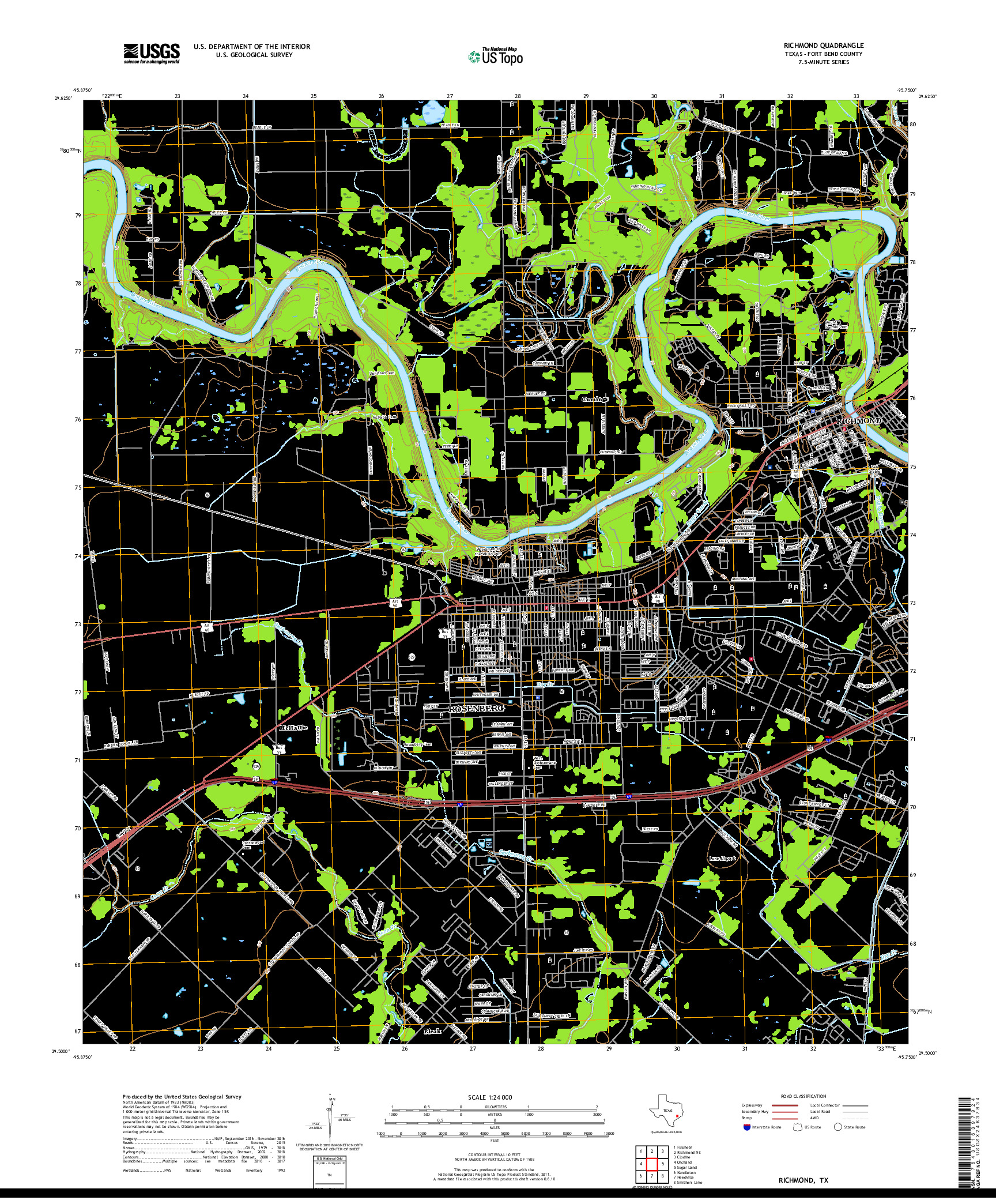 USGS US TOPO 7.5-MINUTE MAP FOR RICHMOND, TX 2019