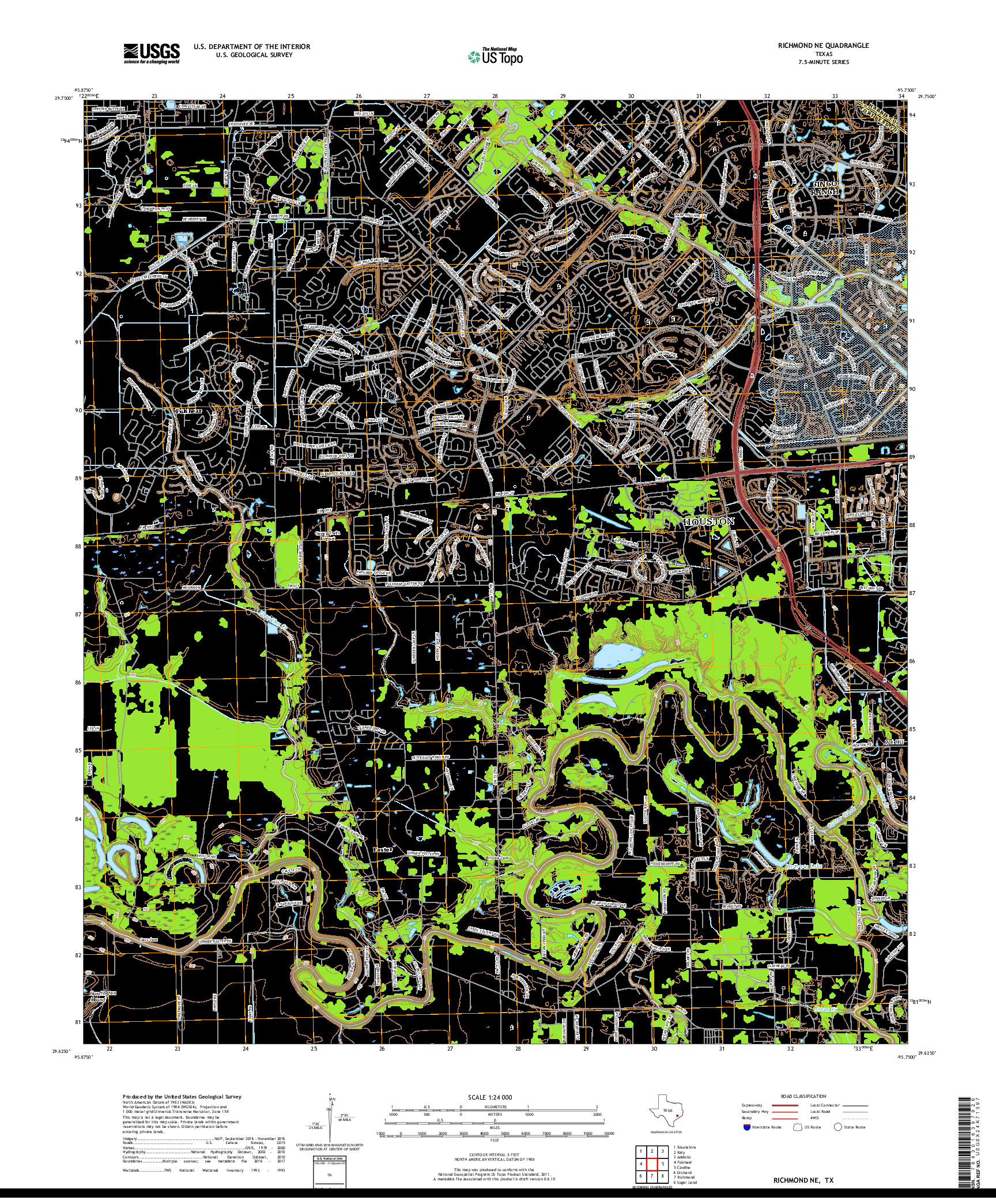 USGS US TOPO 7.5-MINUTE MAP FOR RICHMOND NE, TX 2019