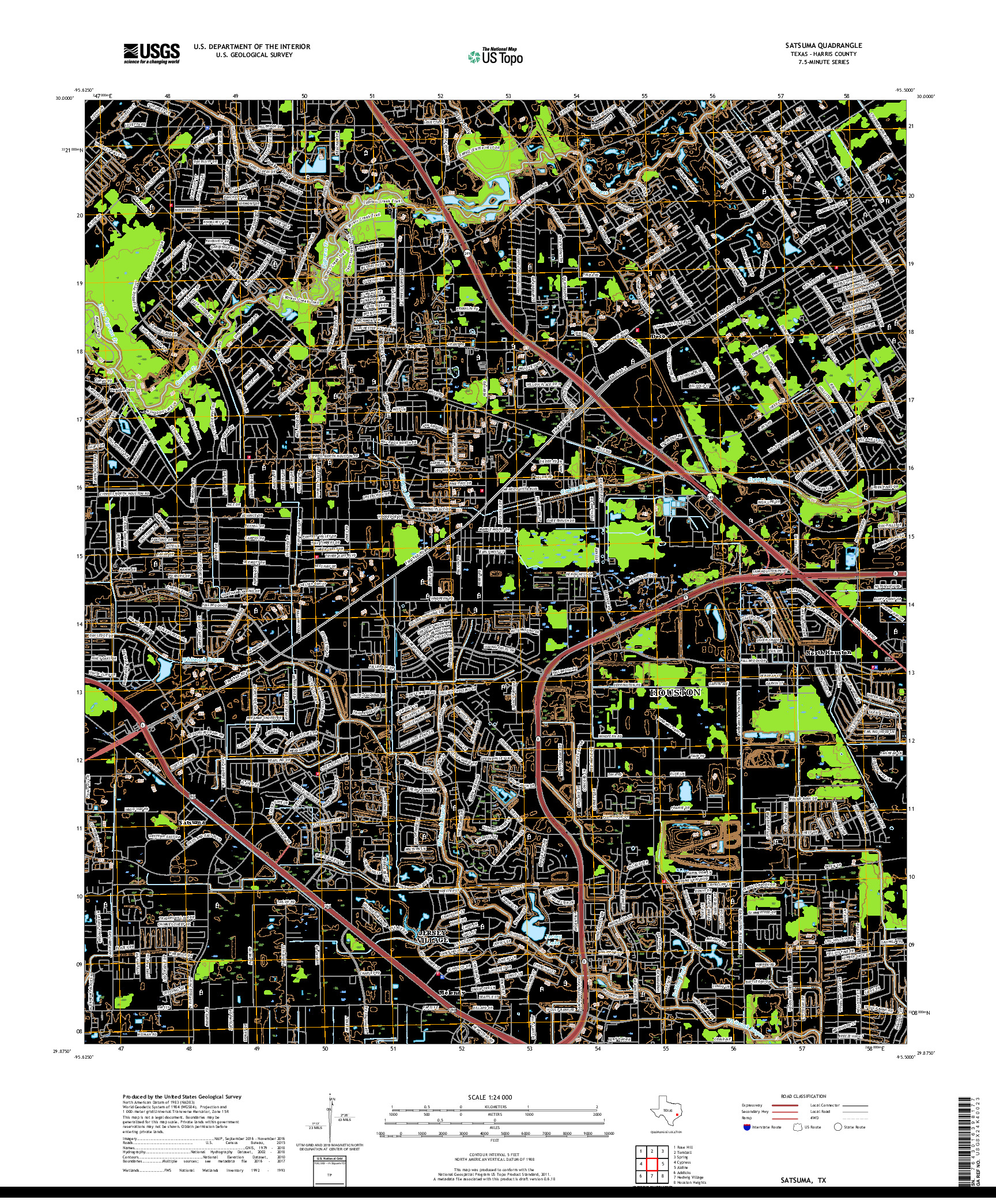 USGS US TOPO 7.5-MINUTE MAP FOR SATSUMA, TX 2019