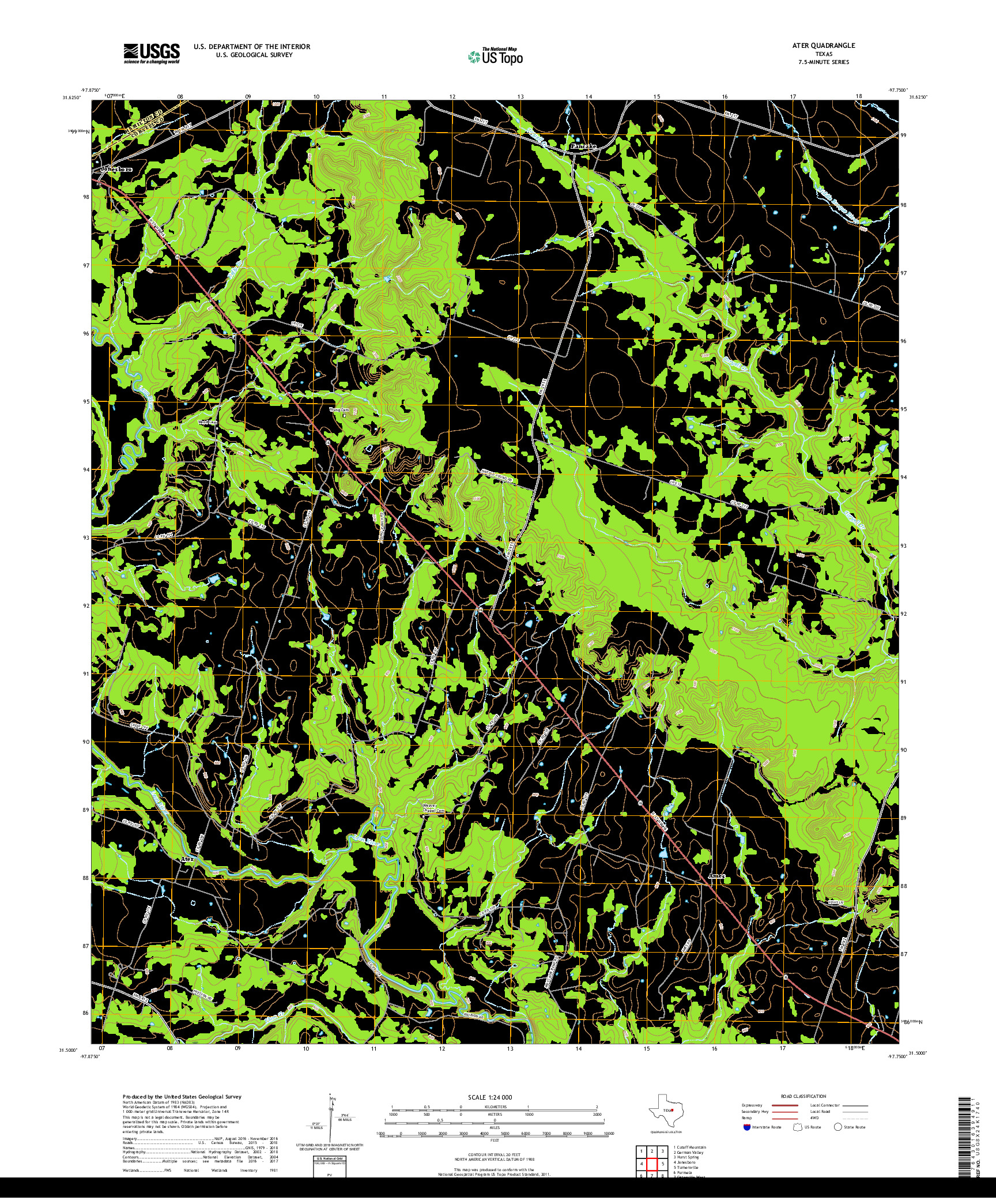 USGS US TOPO 7.5-MINUTE MAP FOR ATER, TX 2019