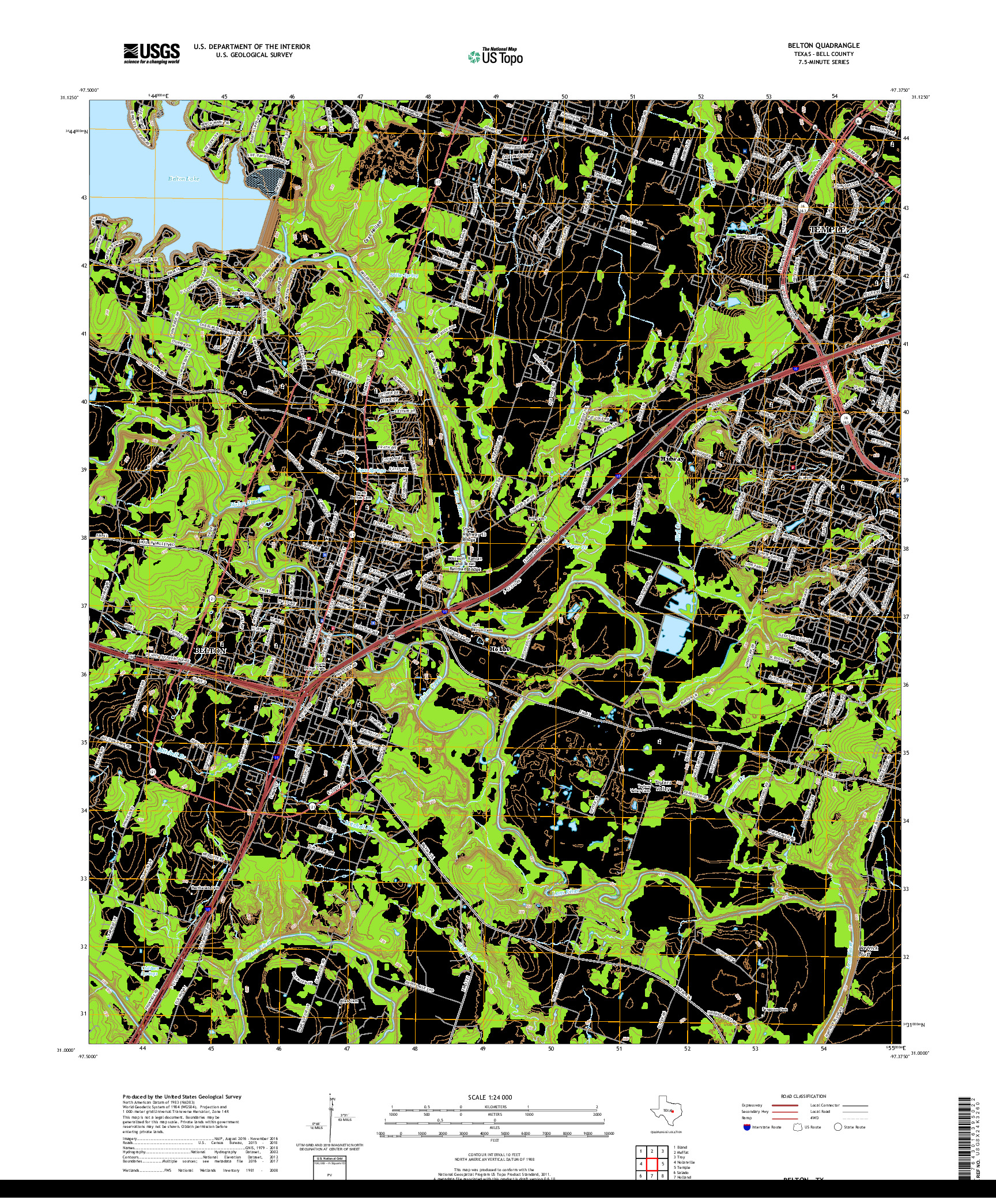 USGS US TOPO 7.5-MINUTE MAP FOR BELTON, TX 2019