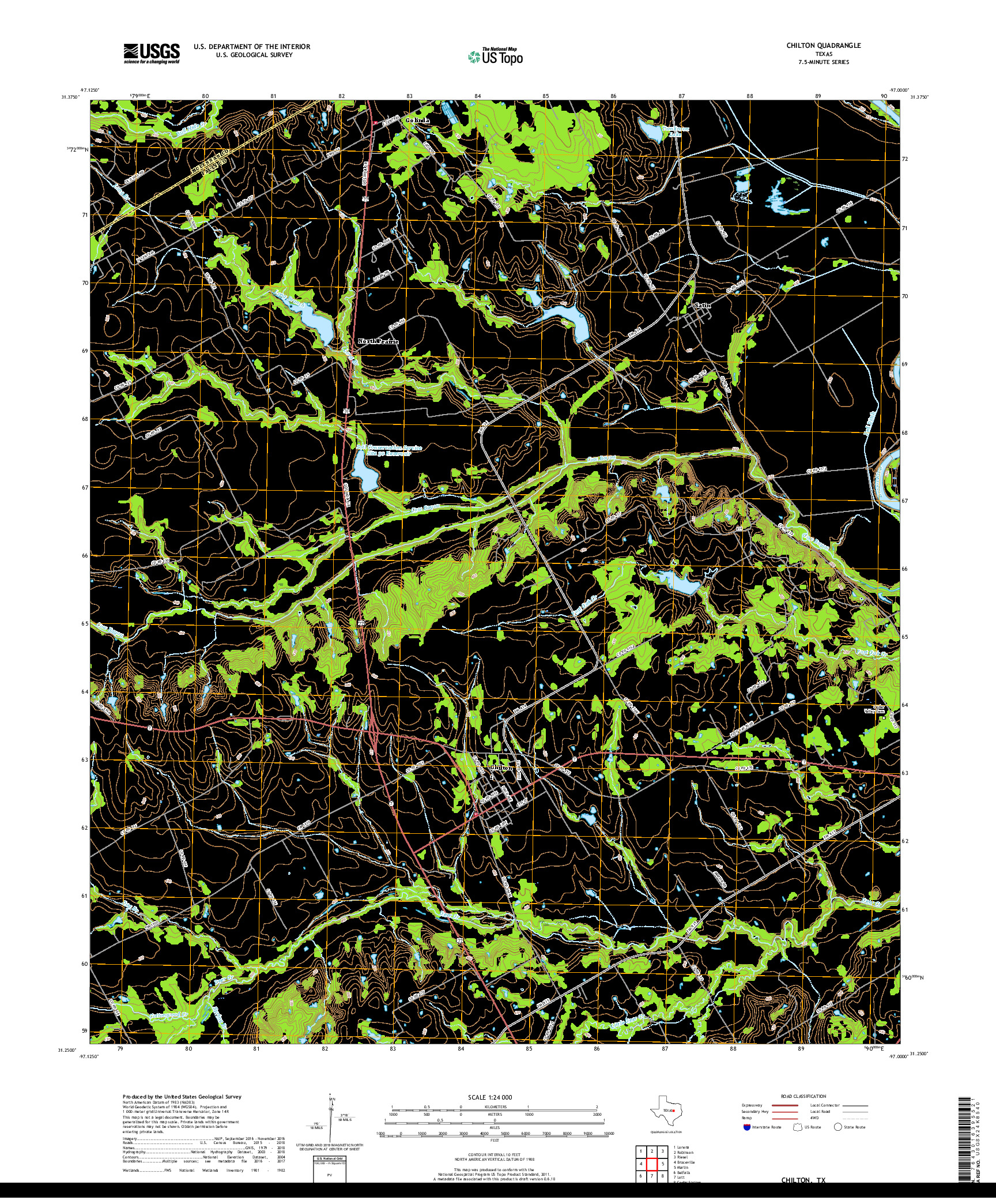 USGS US TOPO 7.5-MINUTE MAP FOR CHILTON, TX 2019