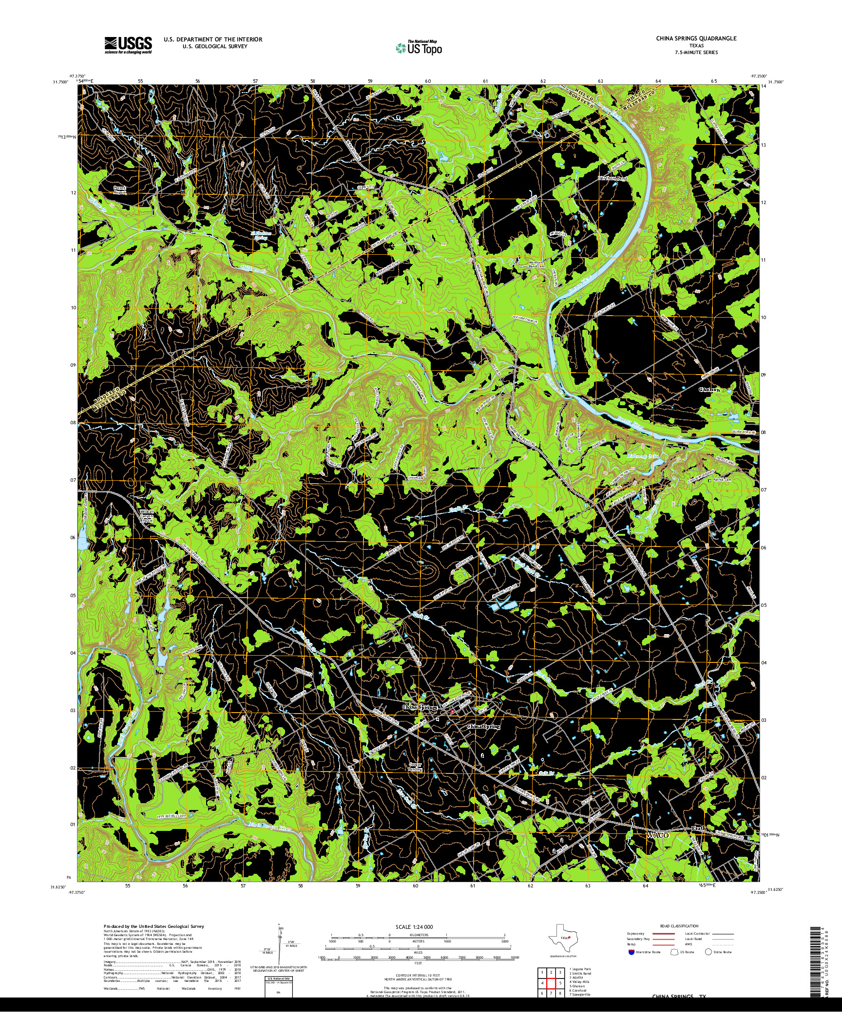 USGS US TOPO 7.5-MINUTE MAP FOR CHINA SPRINGS, TX 2019