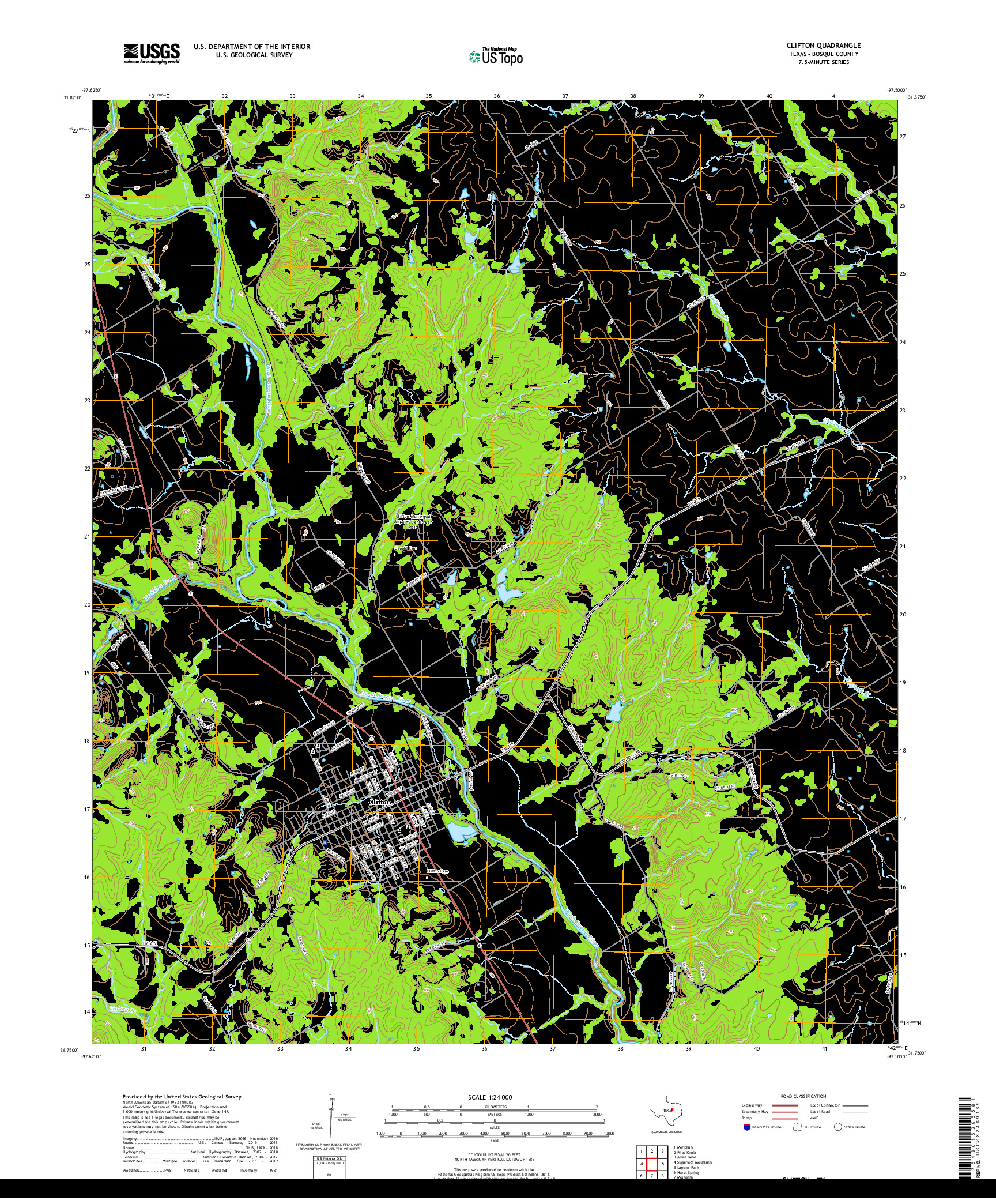 USGS US TOPO 7.5-MINUTE MAP FOR CLIFTON, TX 2019