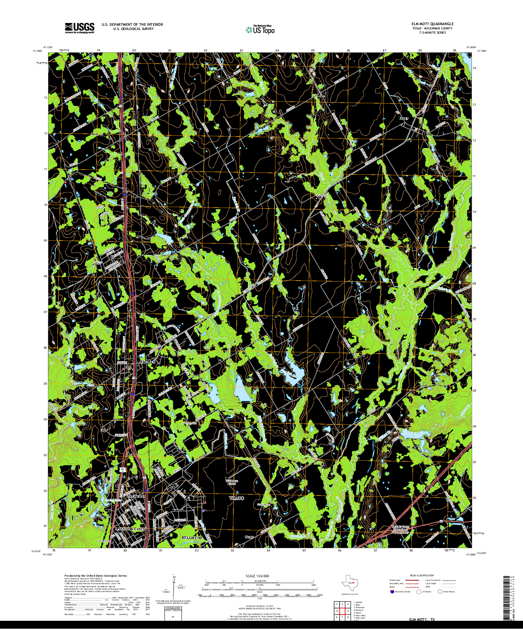 USGS US TOPO 7.5-MINUTE MAP FOR ELM MOTT, TX 2019