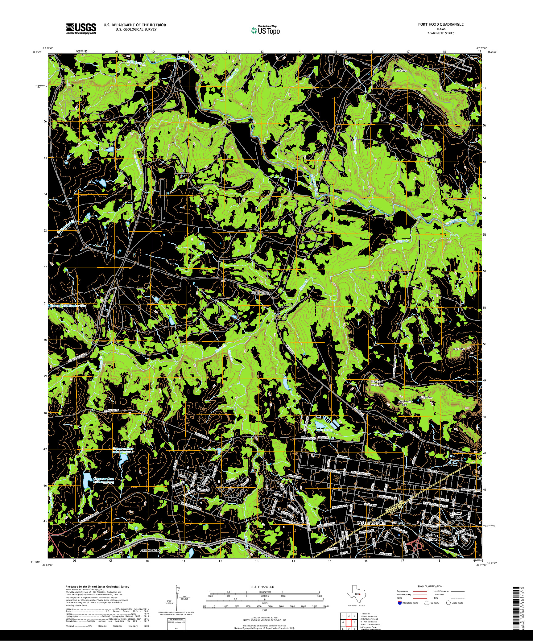 USGS US TOPO 7.5-MINUTE MAP FOR FORT HOOD, TX 2019