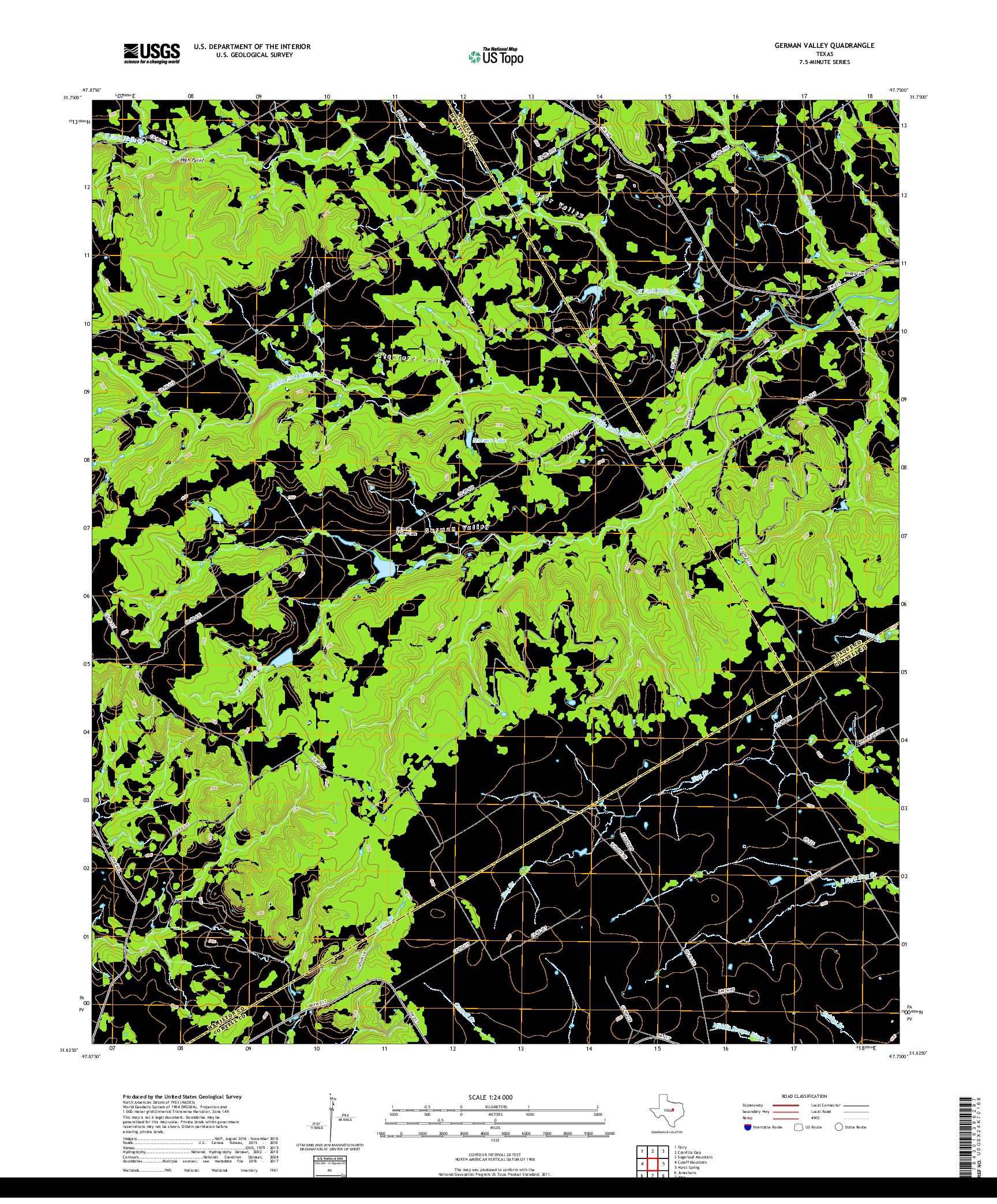 USGS US TOPO 7.5-MINUTE MAP FOR GERMAN VALLEY, TX 2019