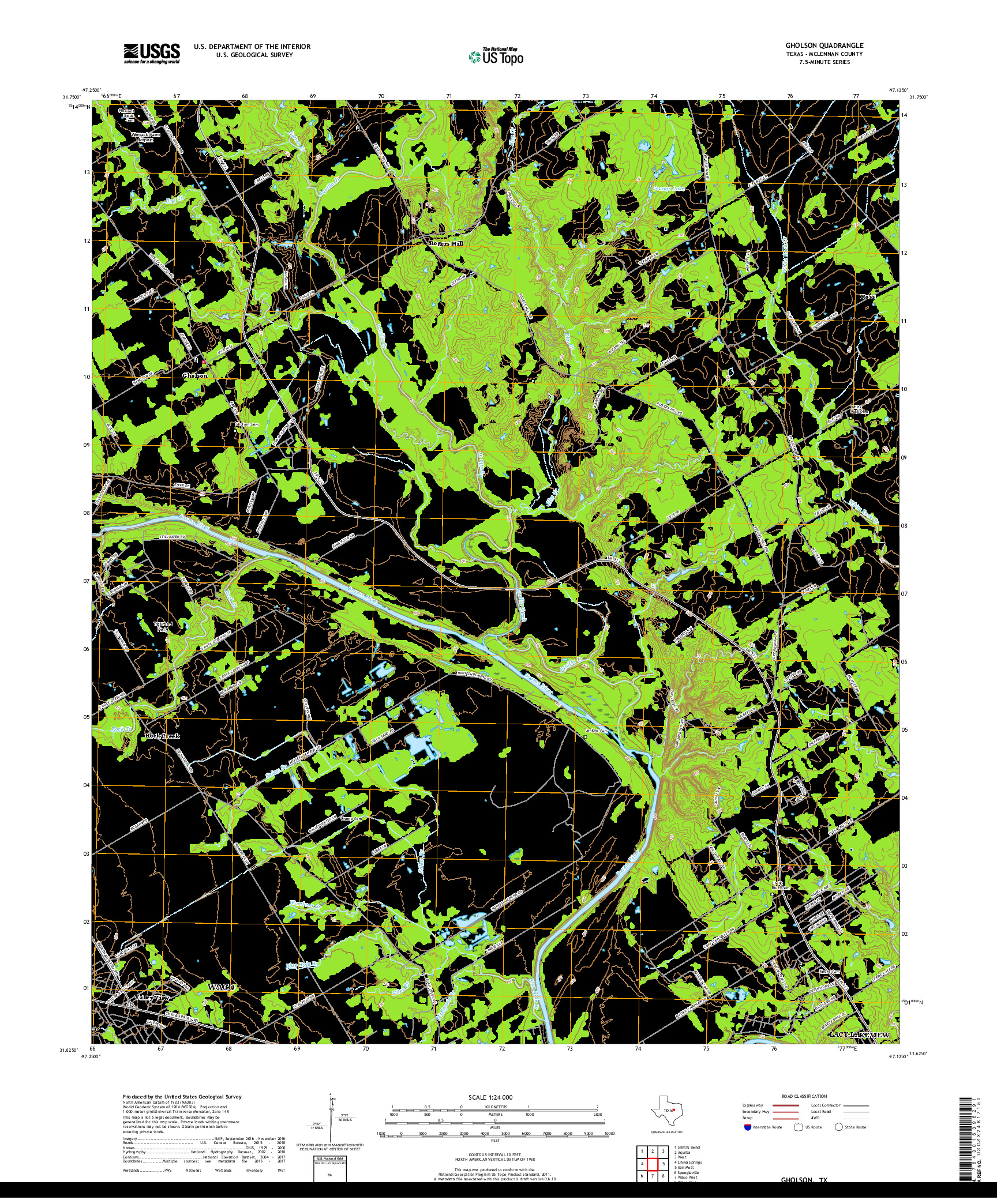 USGS US TOPO 7.5-MINUTE MAP FOR GHOLSON, TX 2019