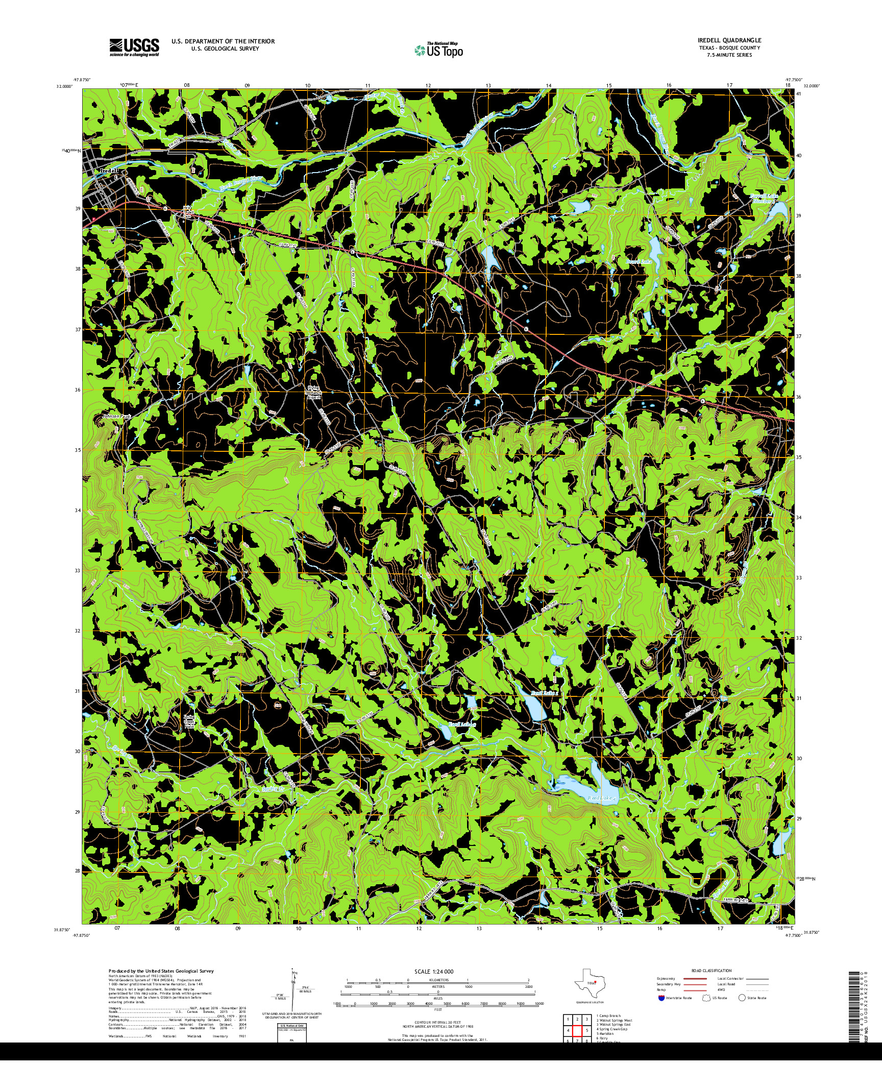 USGS US TOPO 7.5-MINUTE MAP FOR IREDELL, TX 2019