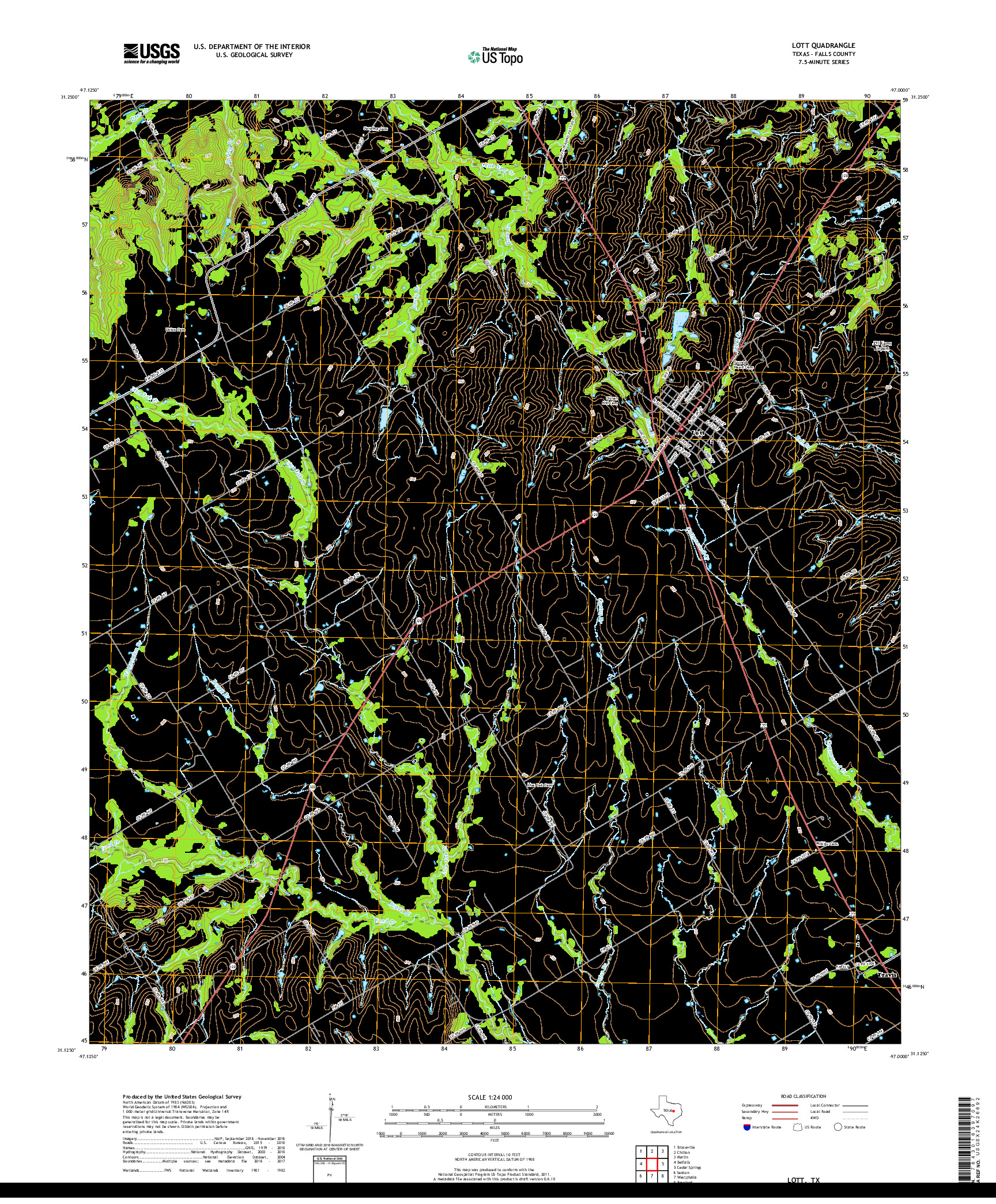 USGS US TOPO 7.5-MINUTE MAP FOR LOTT, TX 2019