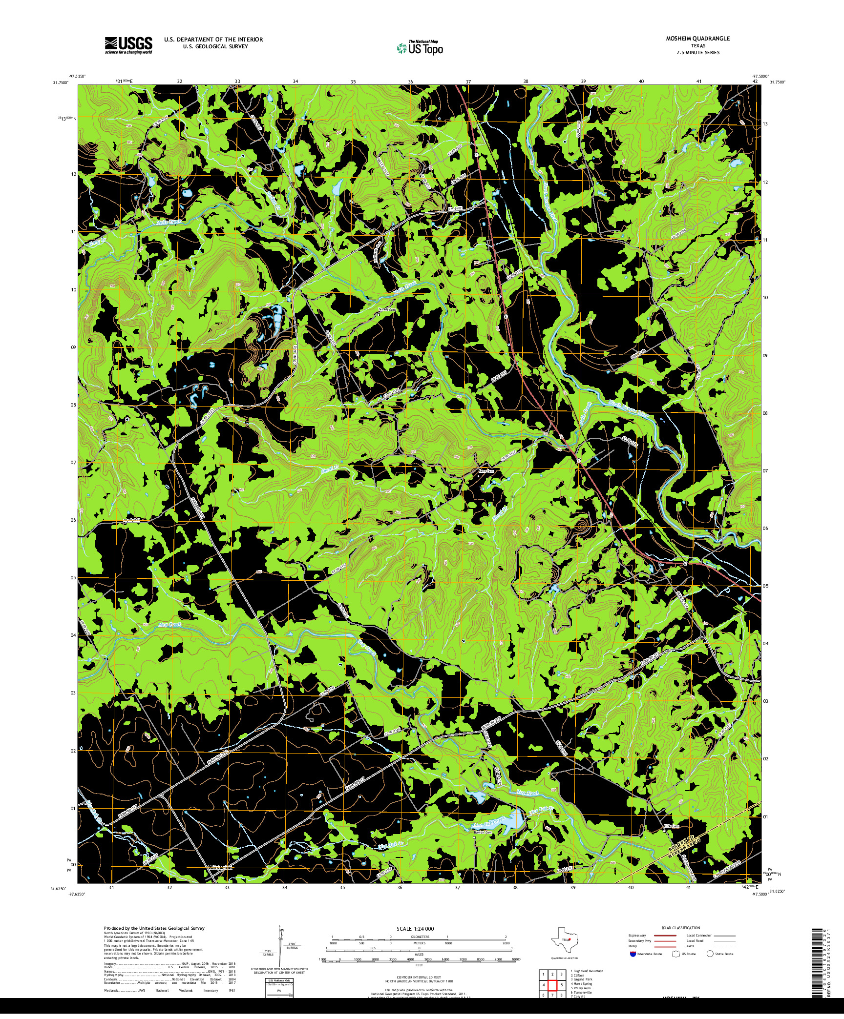 USGS US TOPO 7.5-MINUTE MAP FOR MOSHEIM, TX 2019