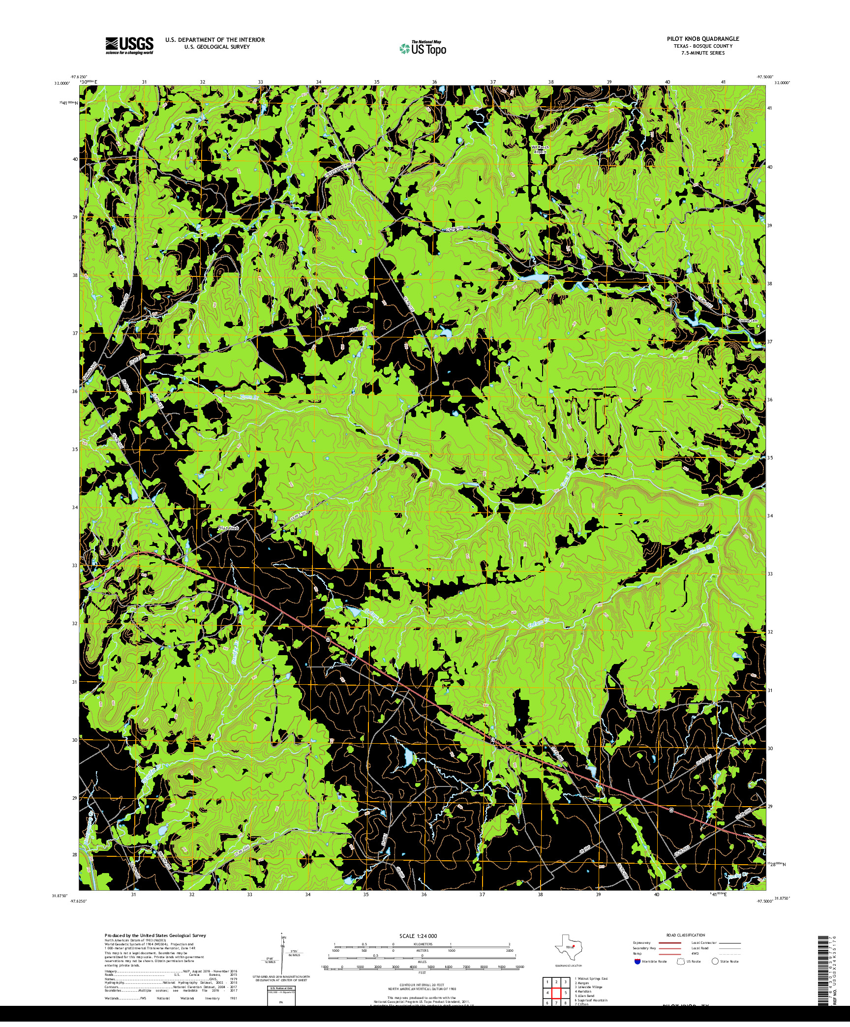 USGS US TOPO 7.5-MINUTE MAP FOR PILOT KNOB, TX 2019