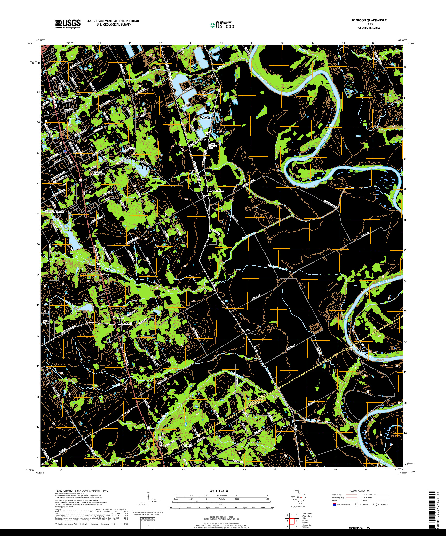 USGS US TOPO 7.5-MINUTE MAP FOR ROBINSON, TX 2019