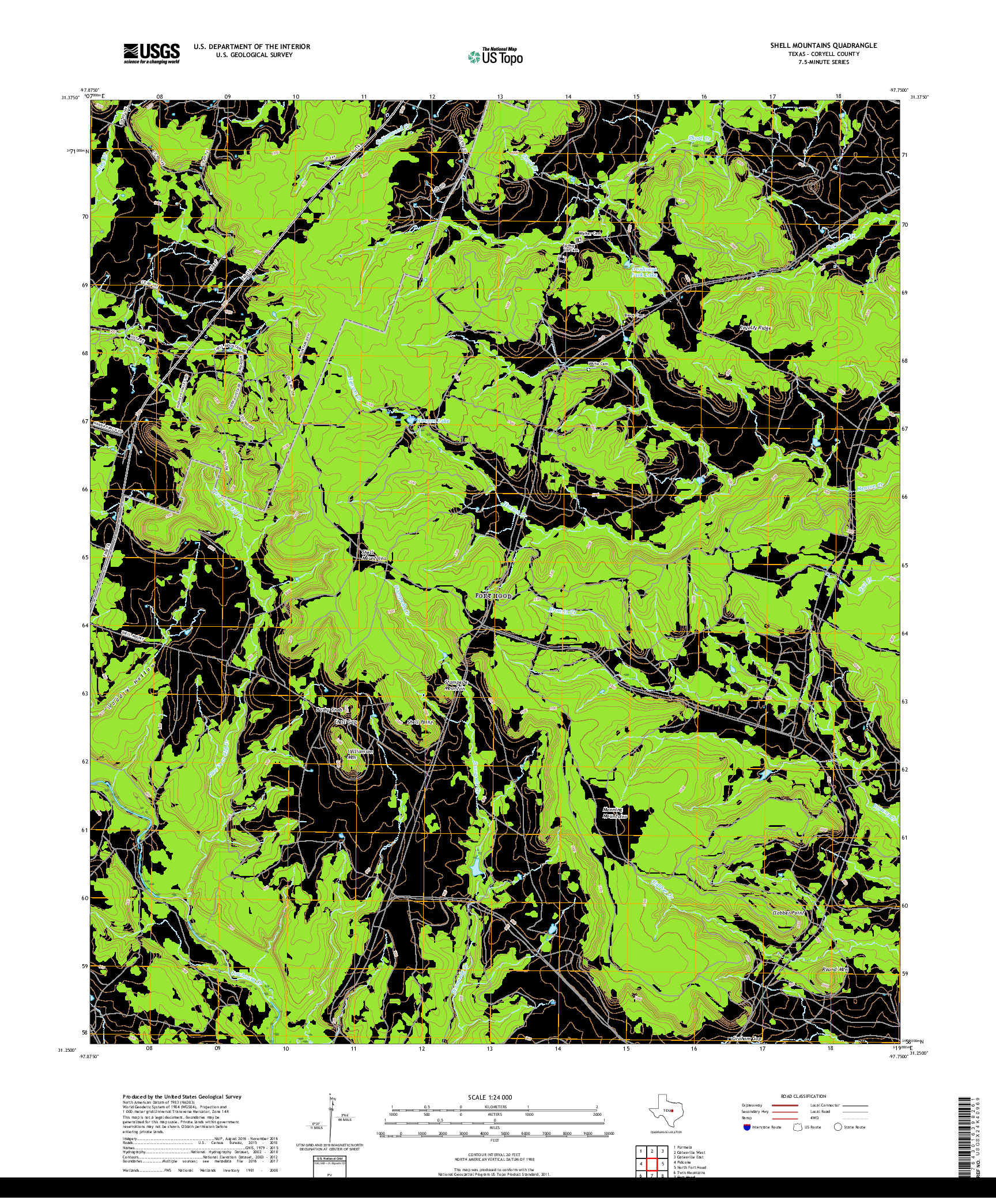 USGS US TOPO 7.5-MINUTE MAP FOR SHELL MOUNTAINS, TX 2019