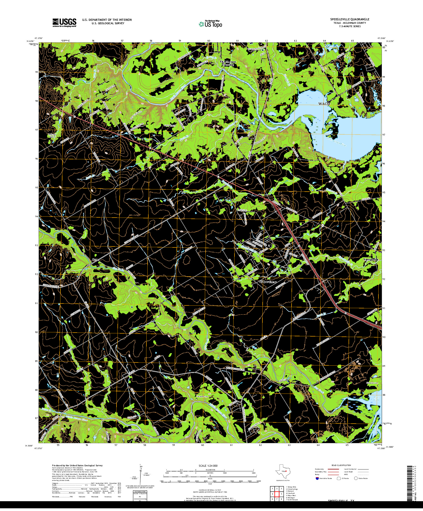 USGS US TOPO 7.5-MINUTE MAP FOR SPEEGLEVILLE, TX 2019