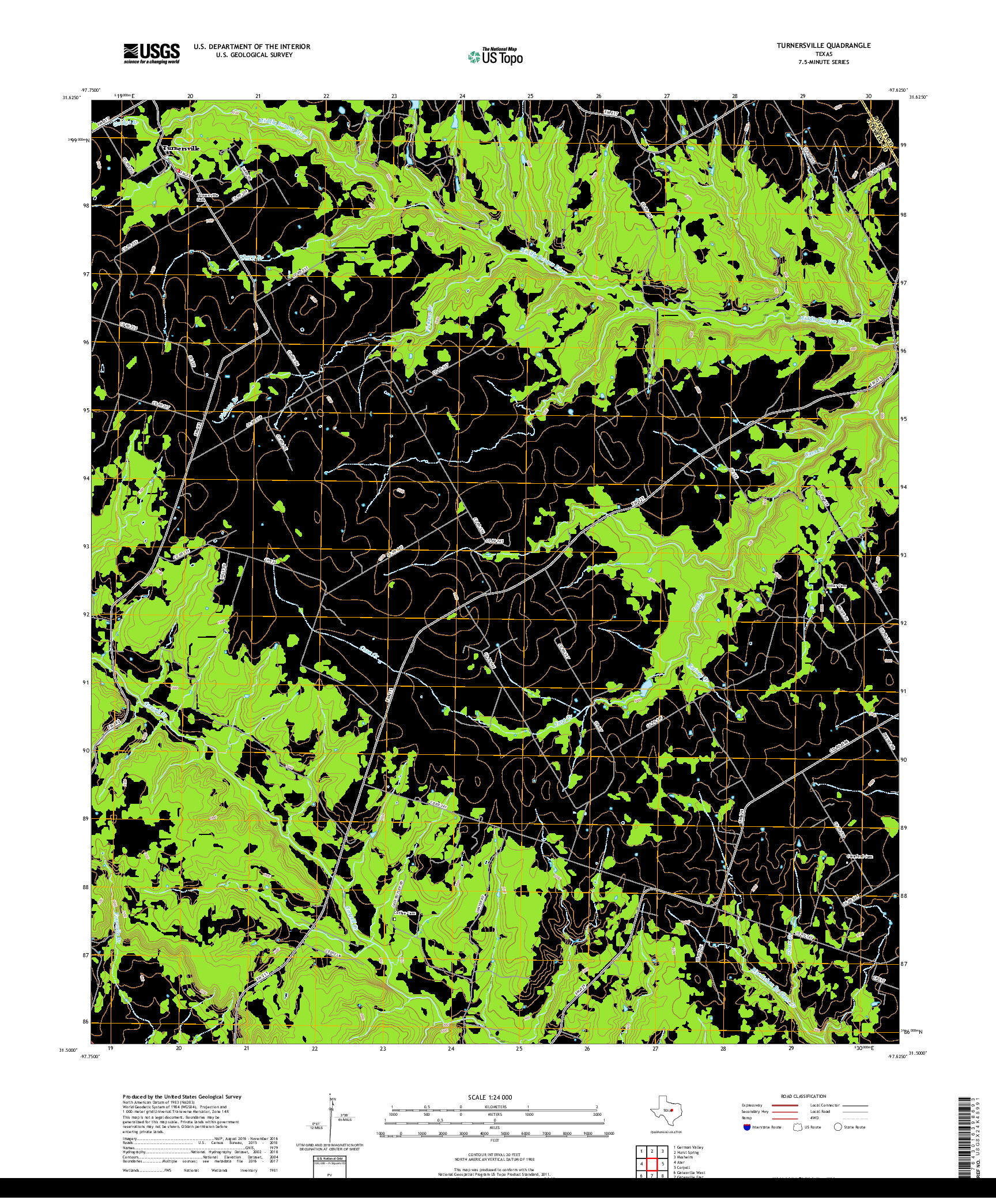 USGS US TOPO 7.5-MINUTE MAP FOR TURNERSVILLE, TX 2019