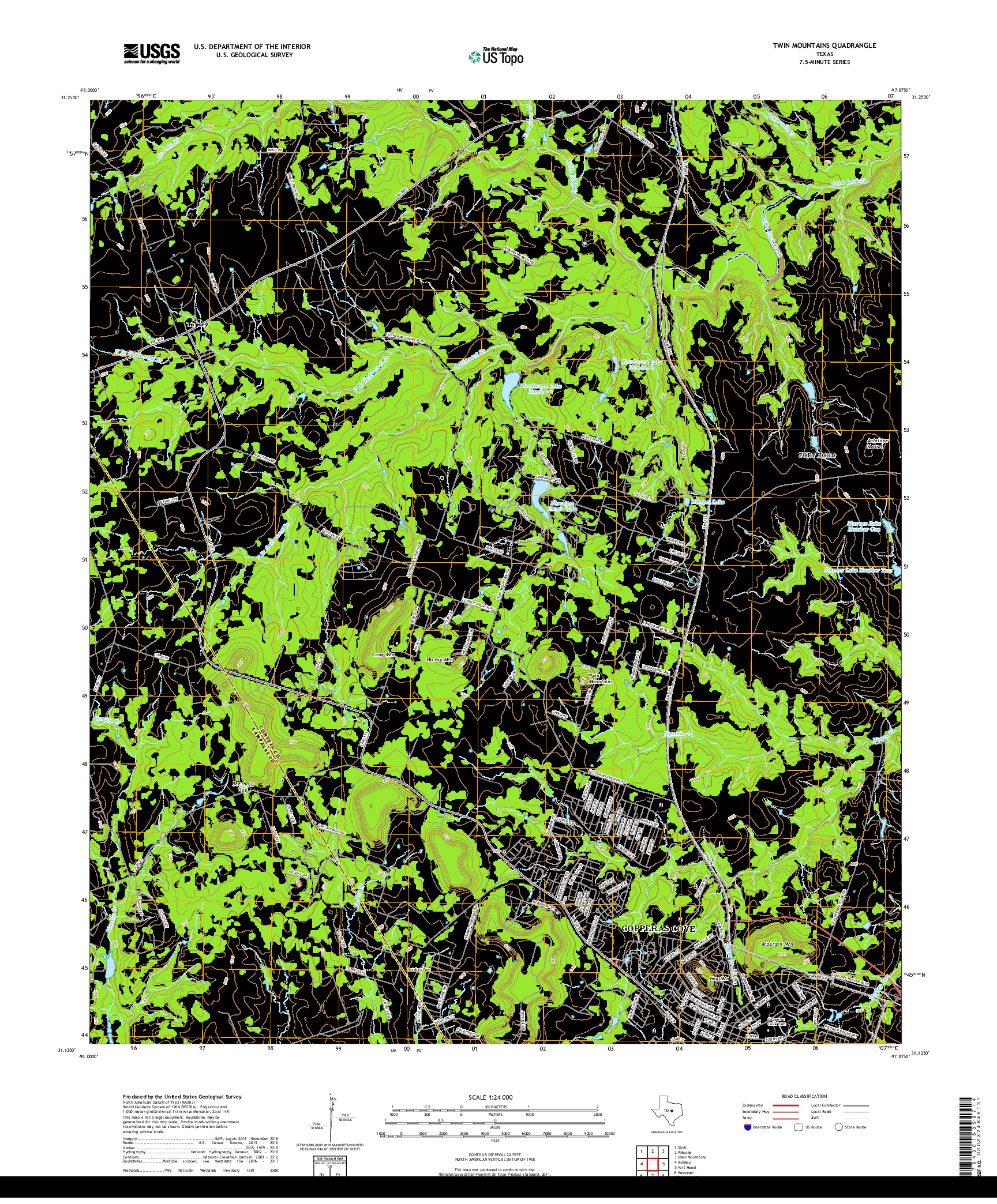 USGS US TOPO 7.5-MINUTE MAP FOR TWIN MOUNTAINS, TX 2019