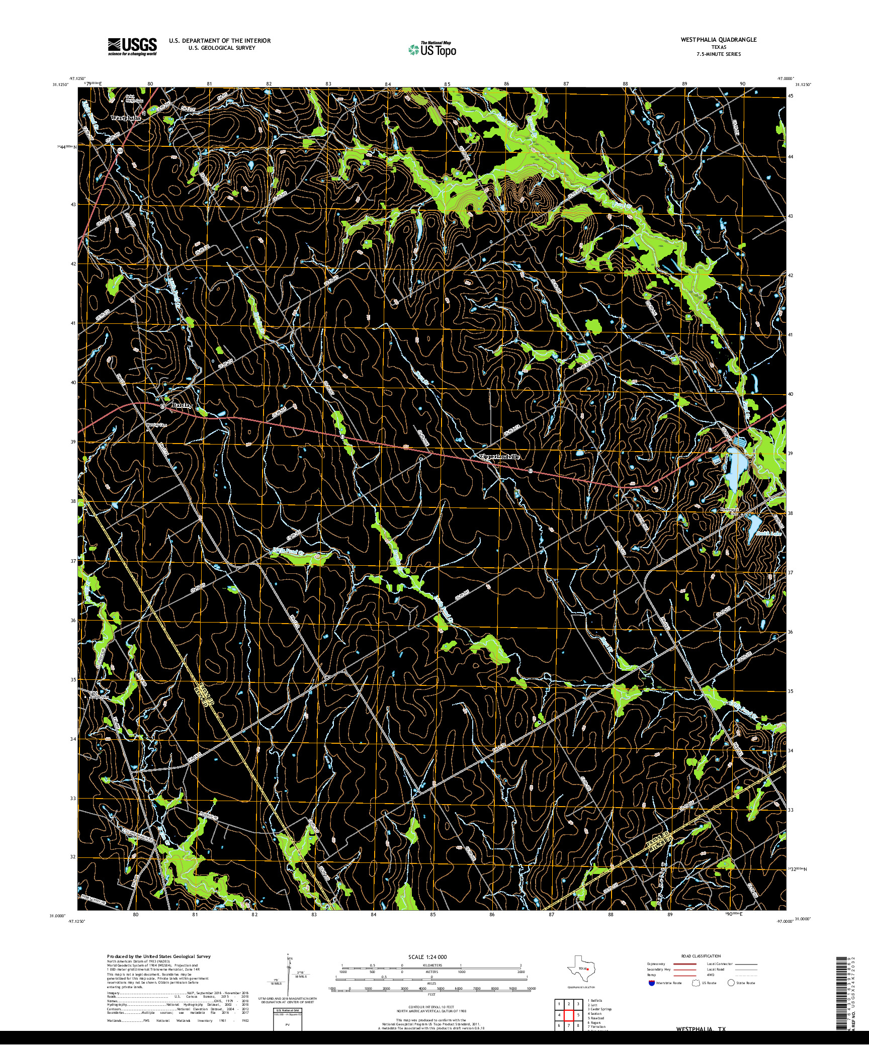 USGS US TOPO 7.5-MINUTE MAP FOR WESTPHALIA, TX 2019