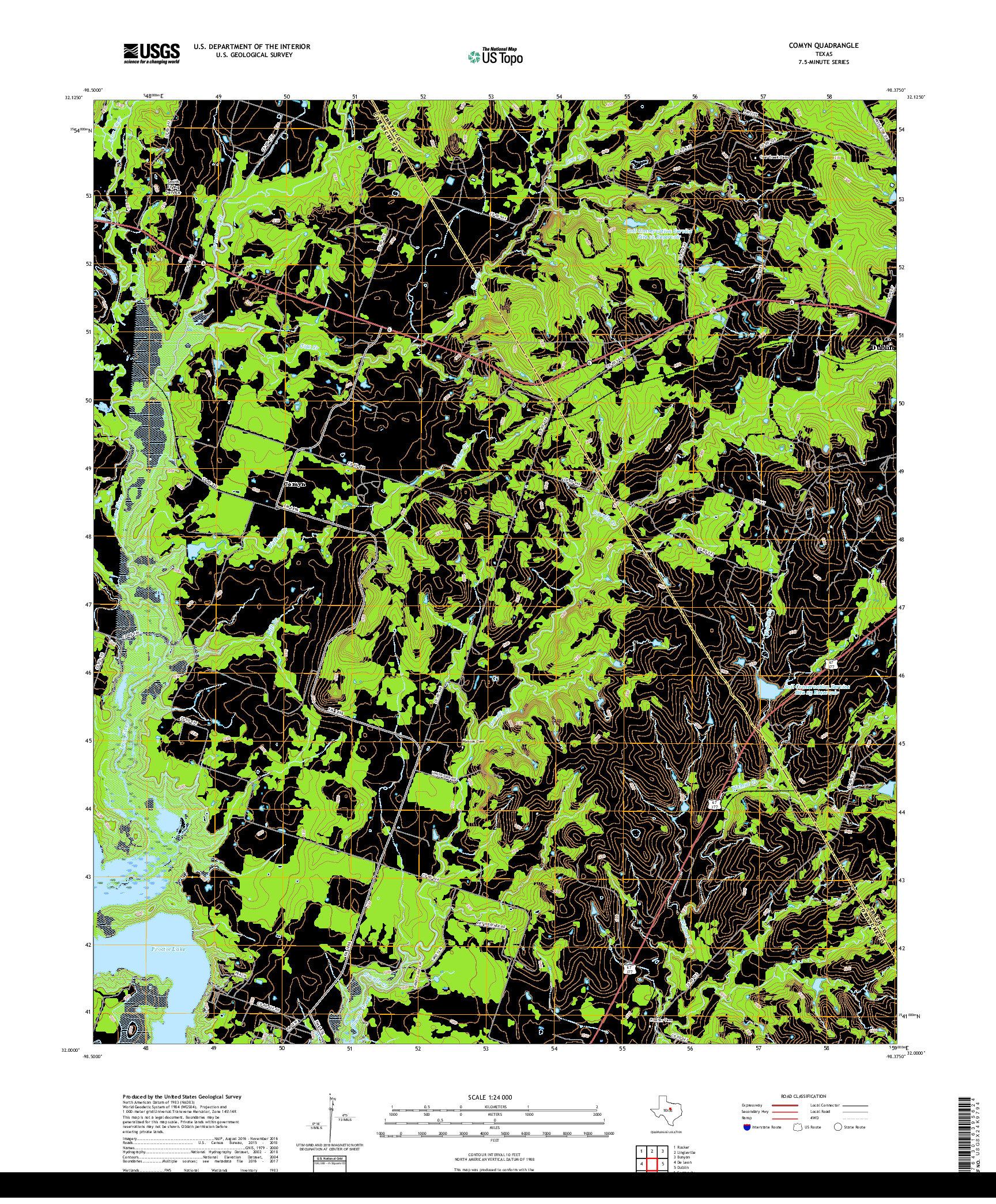 USGS US TOPO 7.5-MINUTE MAP FOR COMYN, TX 2019