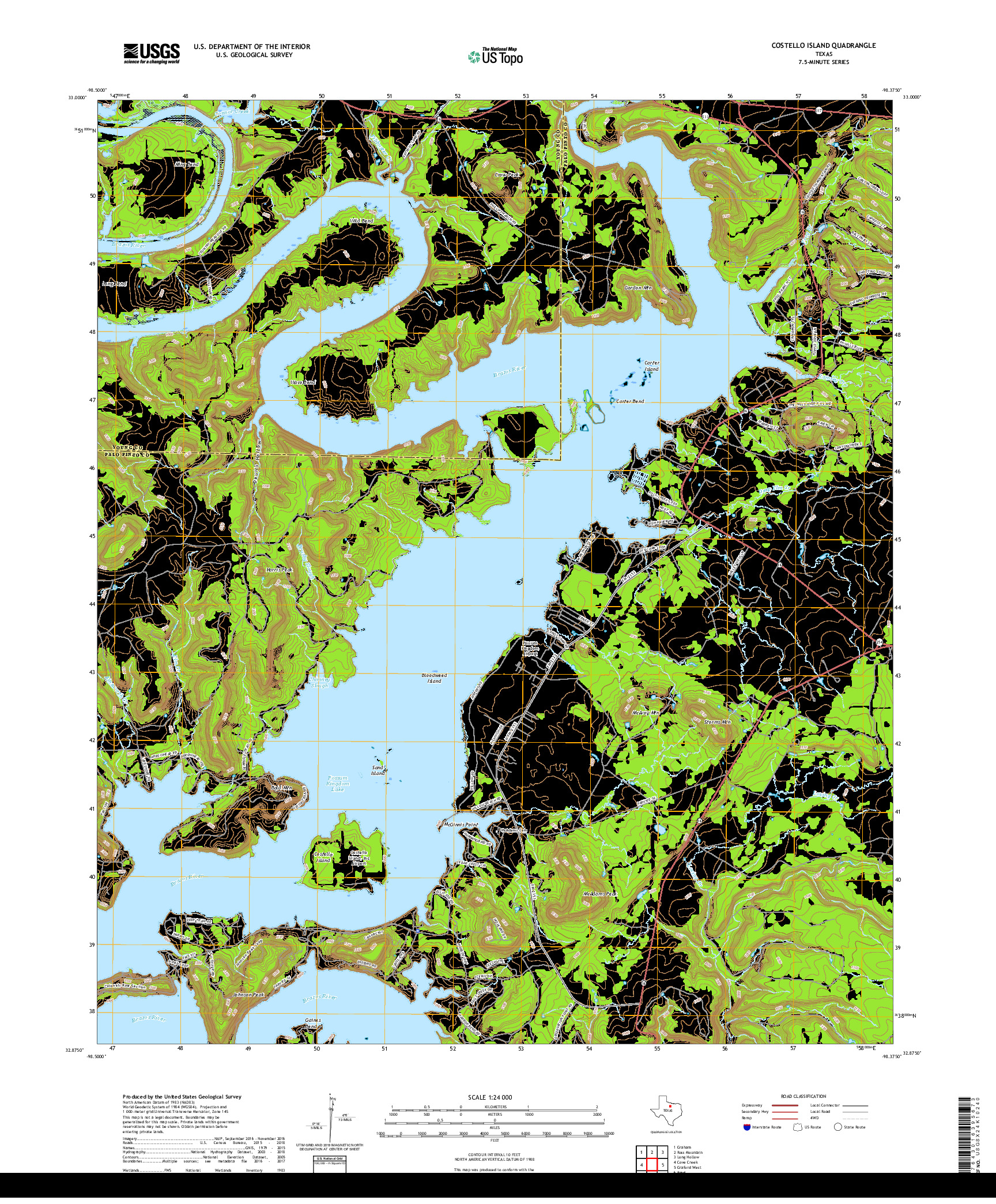 USGS US TOPO 7.5-MINUTE MAP FOR COSTELLO ISLAND, TX 2019