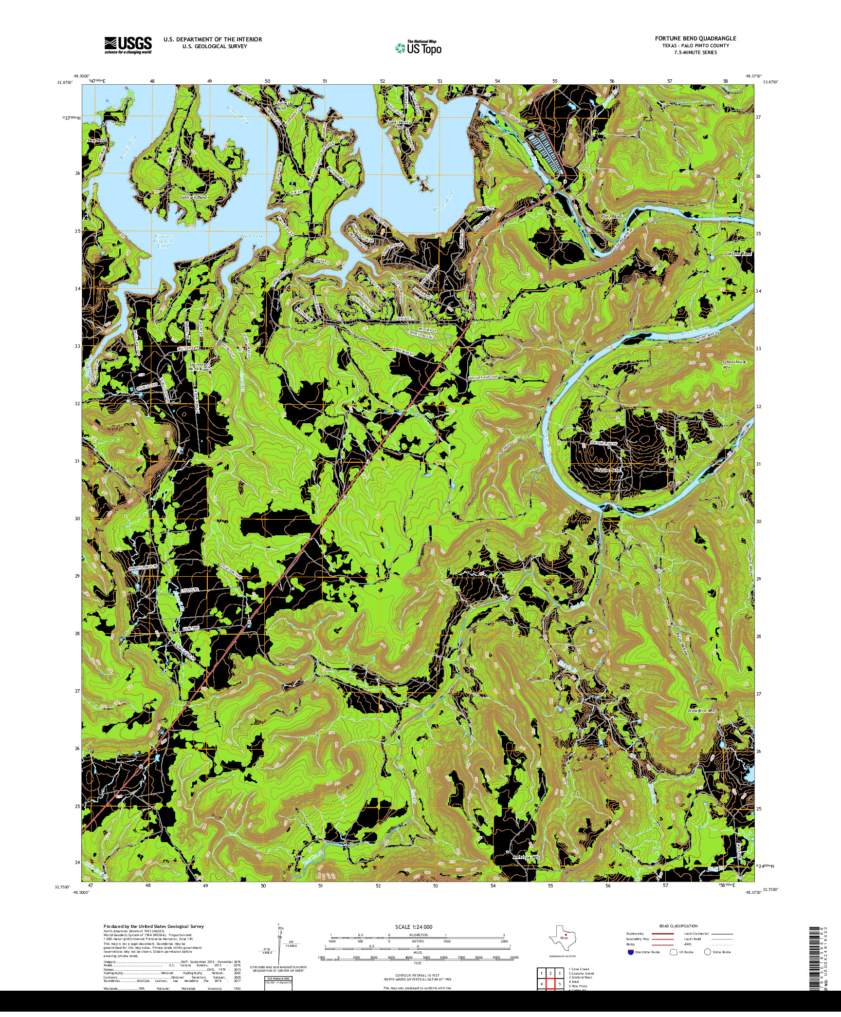 USGS US TOPO 7.5-MINUTE MAP FOR FORTUNE BEND, TX 2019