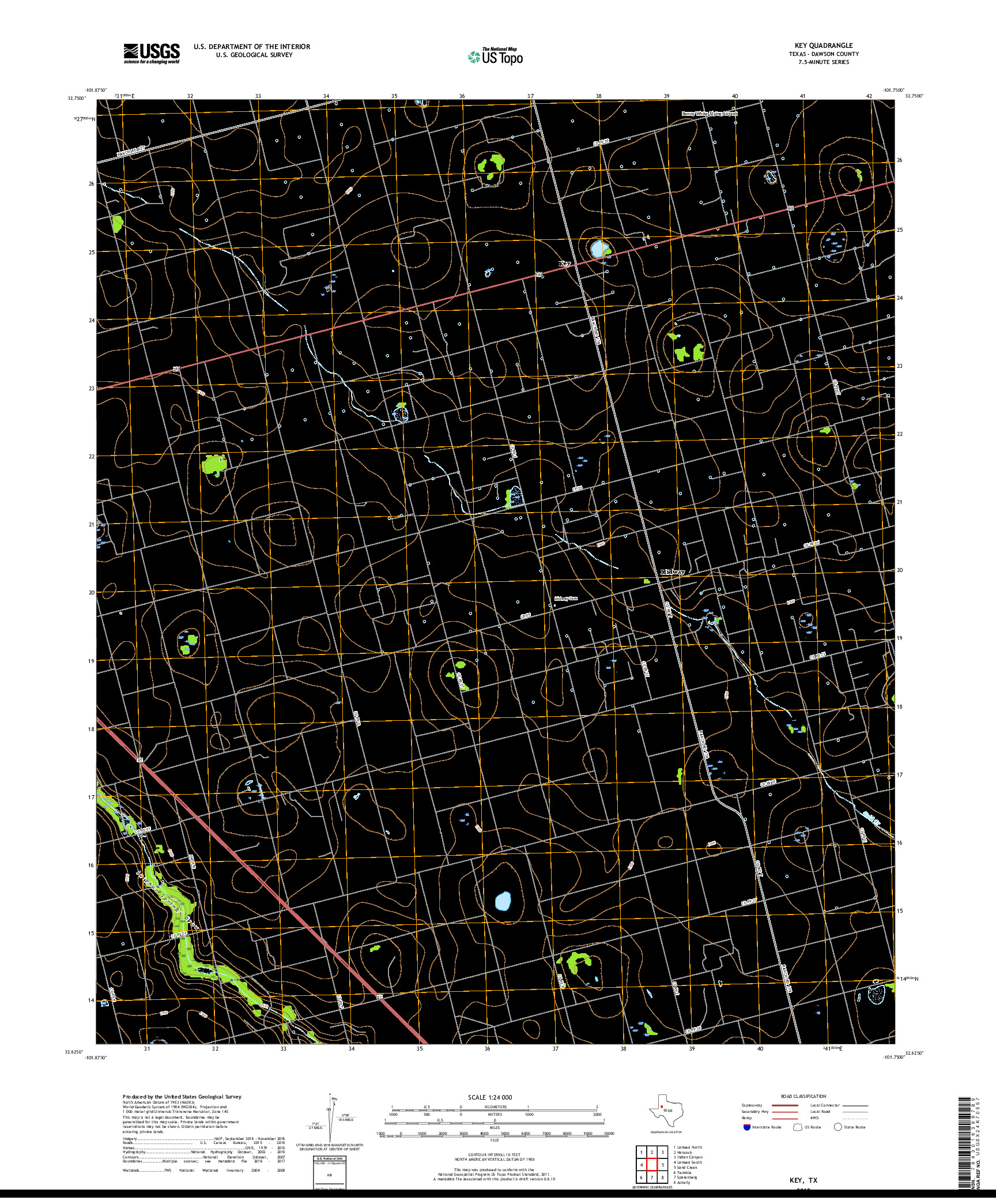 USGS US TOPO 7.5-MINUTE MAP FOR KEY, TX 2019