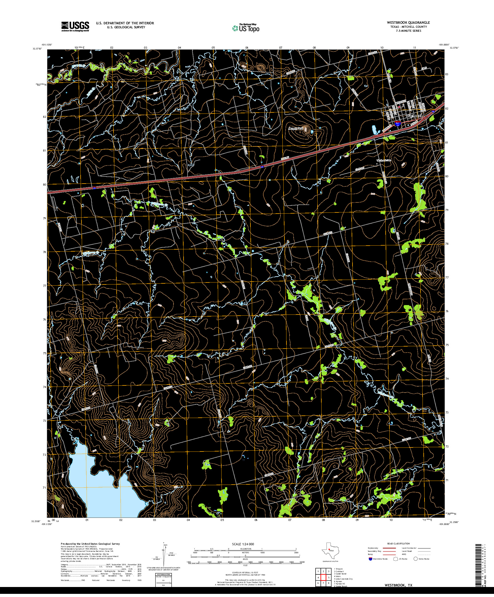USGS US TOPO 7.5-MINUTE MAP FOR WESTBROOK, TX 2019