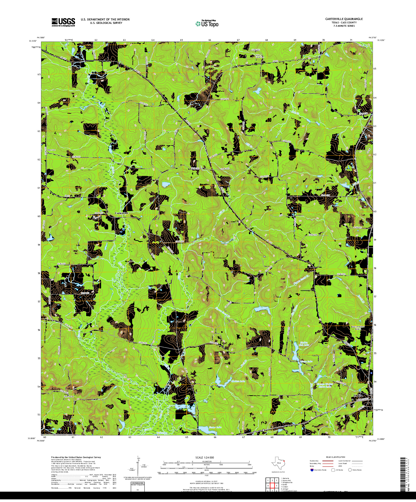 USGS US TOPO 7.5-MINUTE MAP FOR CARTERVILLE, TX 2019