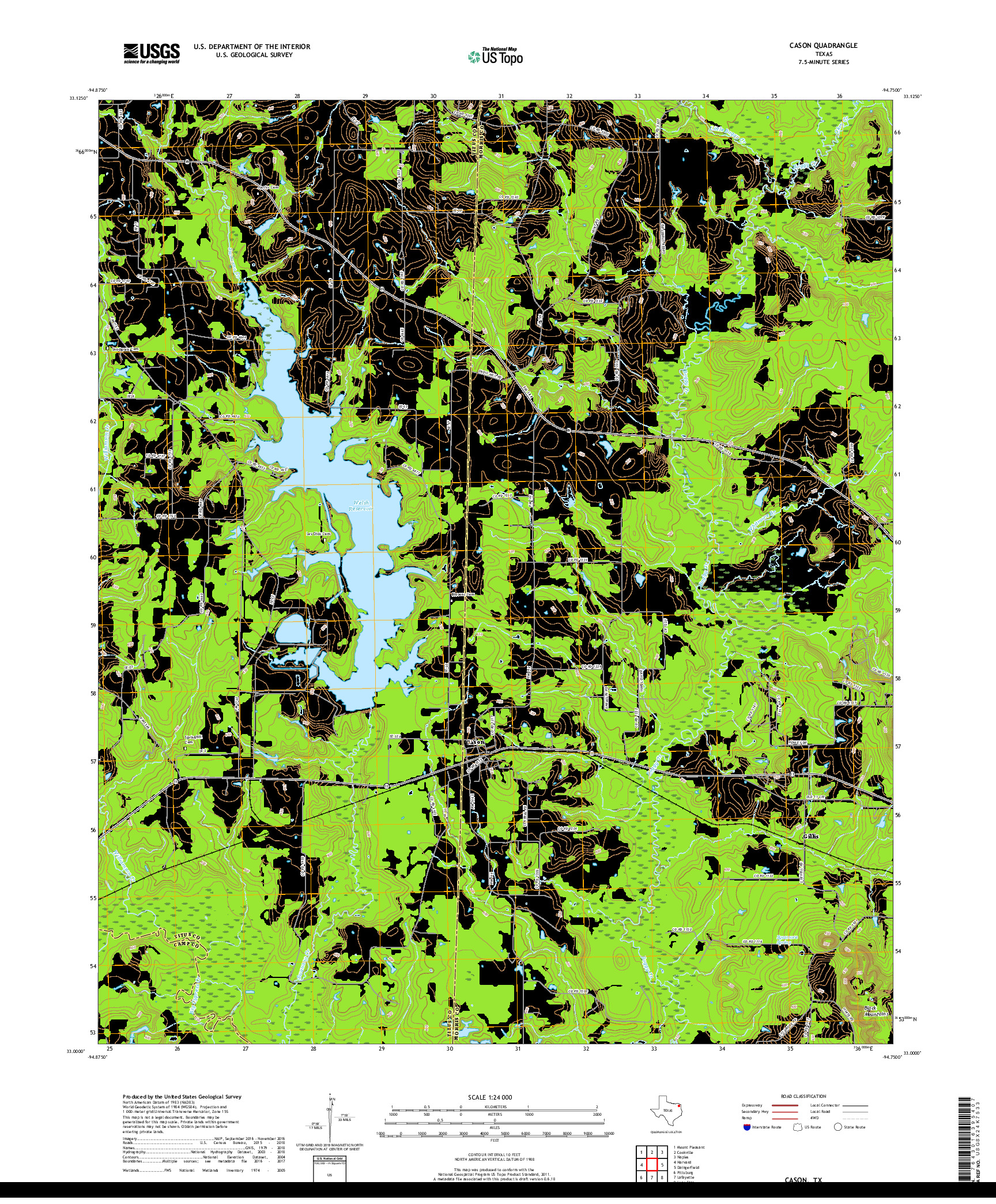 USGS US TOPO 7.5-MINUTE MAP FOR CASON, TX 2019