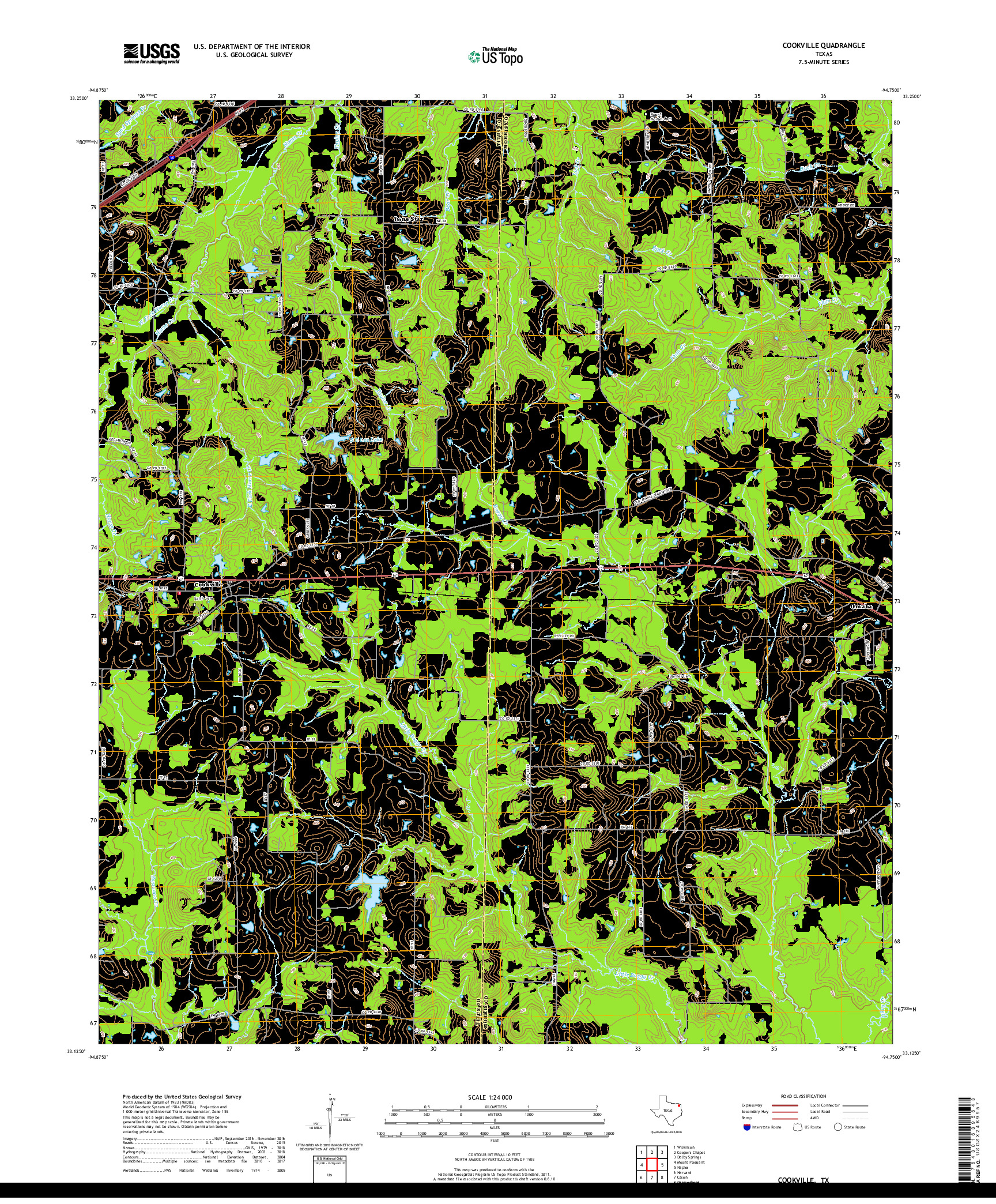 USGS US TOPO 7.5-MINUTE MAP FOR COOKVILLE, TX 2019